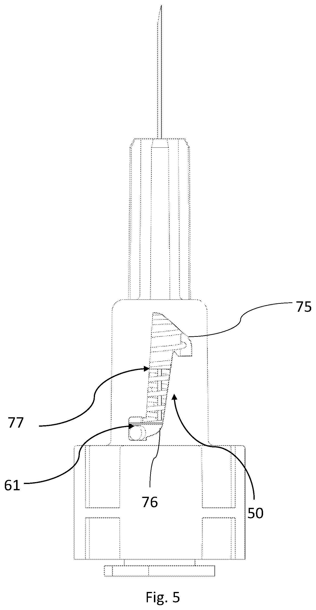 Patent US12097360 Figure 5 – Safety needle device