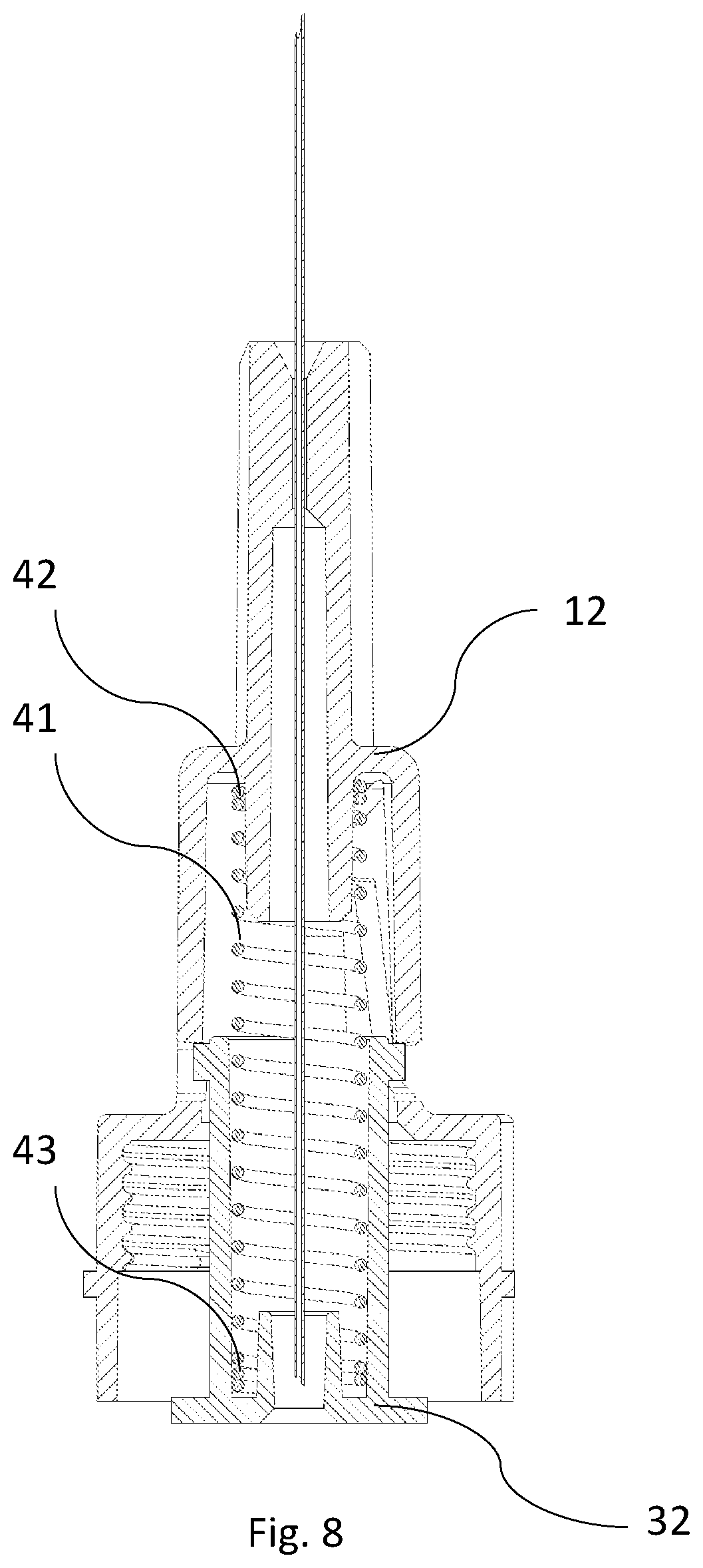 Patent US12097360 Figure 8 – Safety needle device