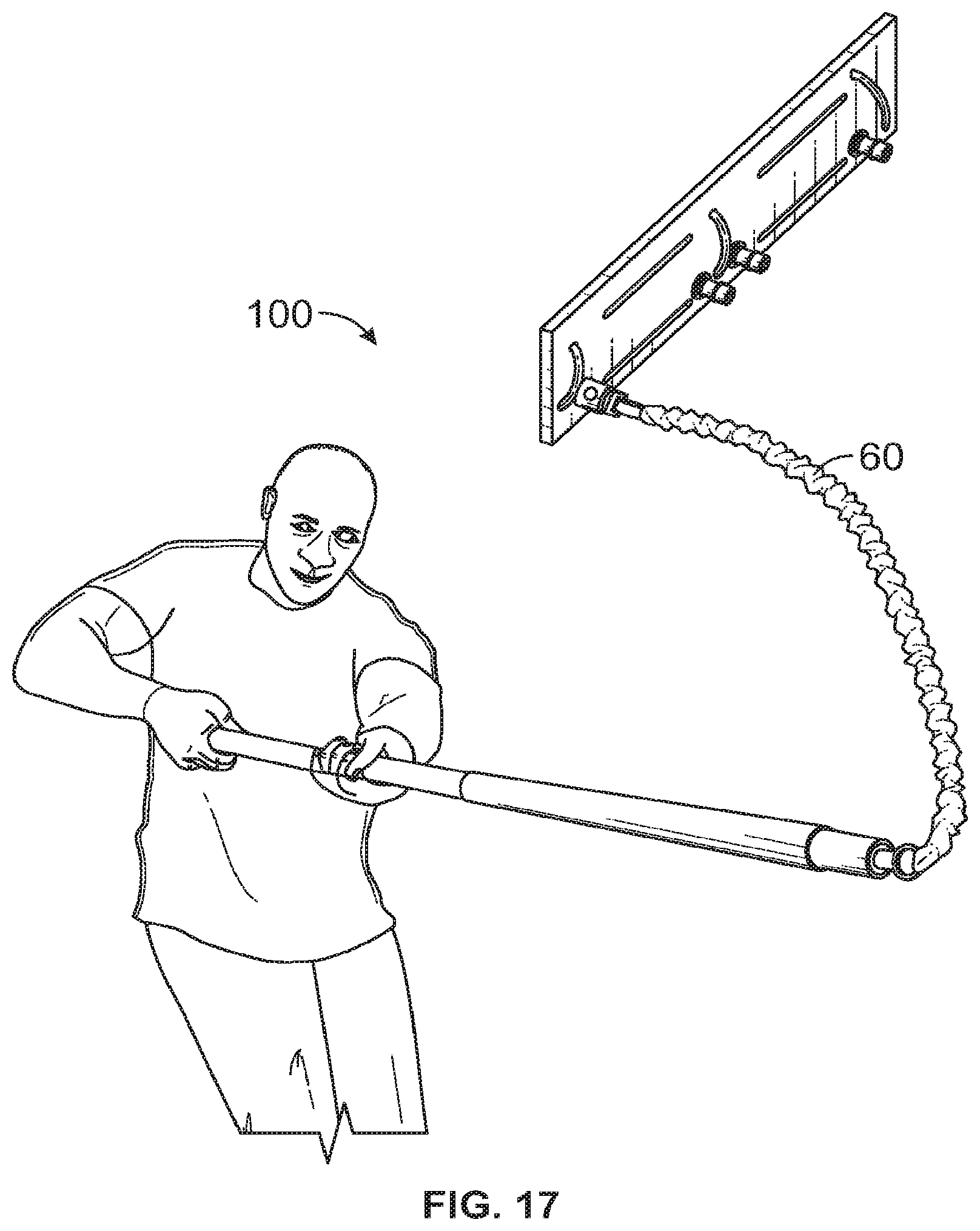 Patent US12097398 Figure 8 – Exercise system for using variable location anchors and variable biasing elements, and method of use thereof