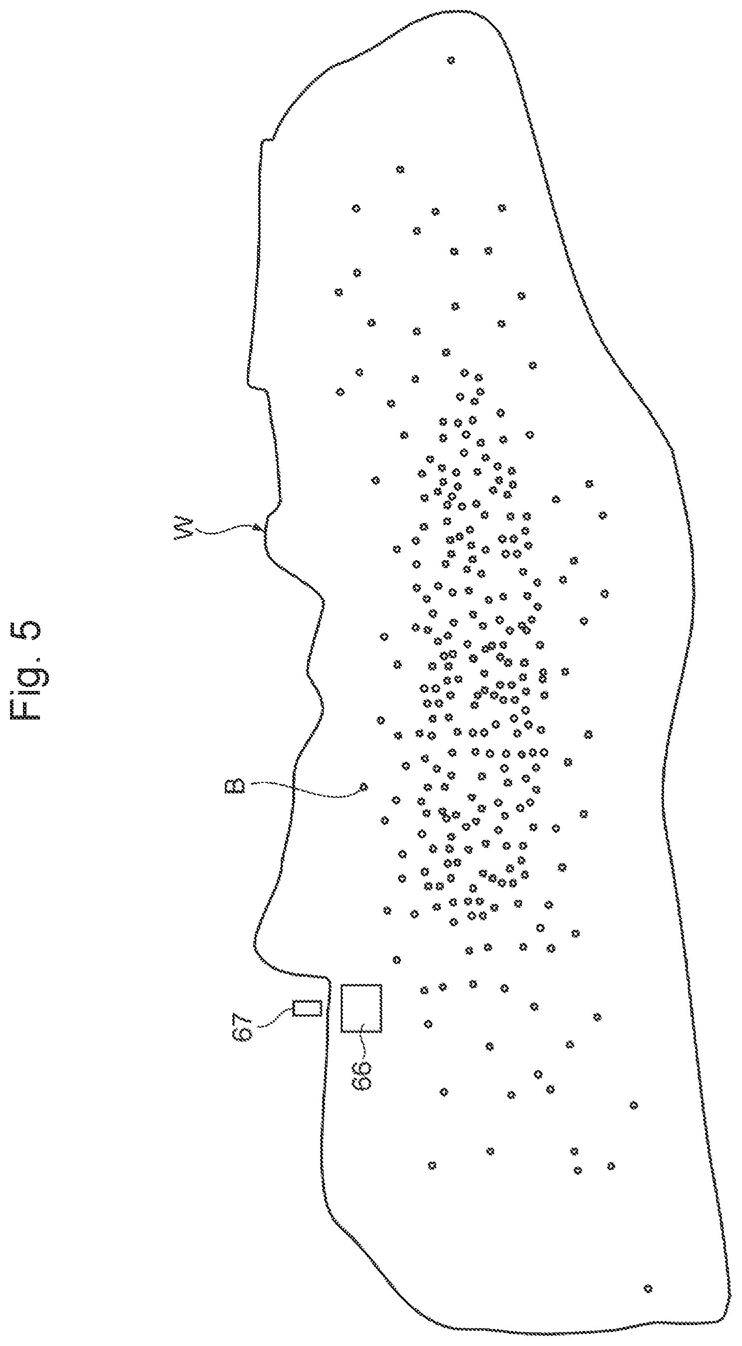 Patent US12097409 Figure 5 – Scattered object collection system