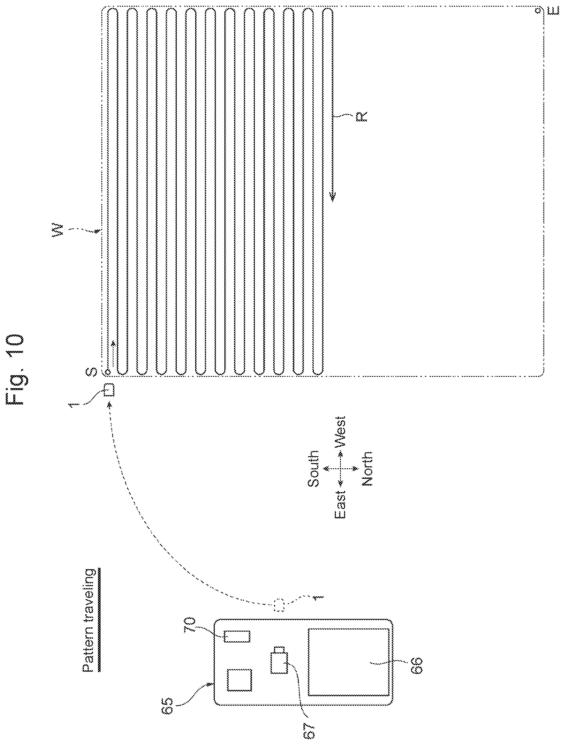 Patent US12097409 Figure 10 – Scattered object collection system