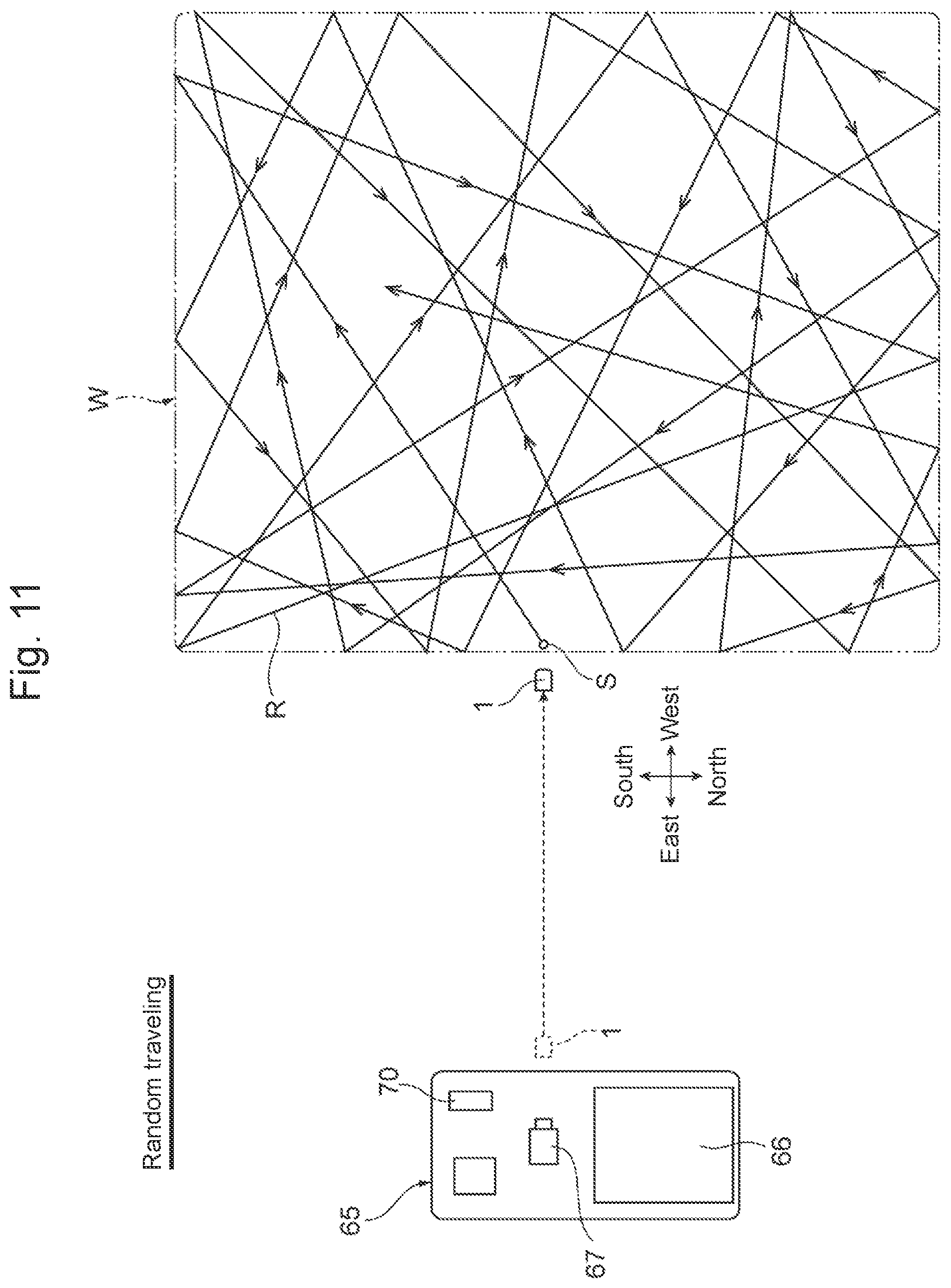 Patent US12097409 Figure 11 – Scattered object collection system