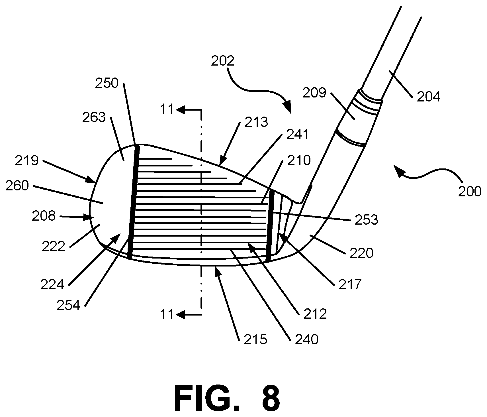 Patent US12097412 Figure 7 – Iron-type golf club head or other ball striking device