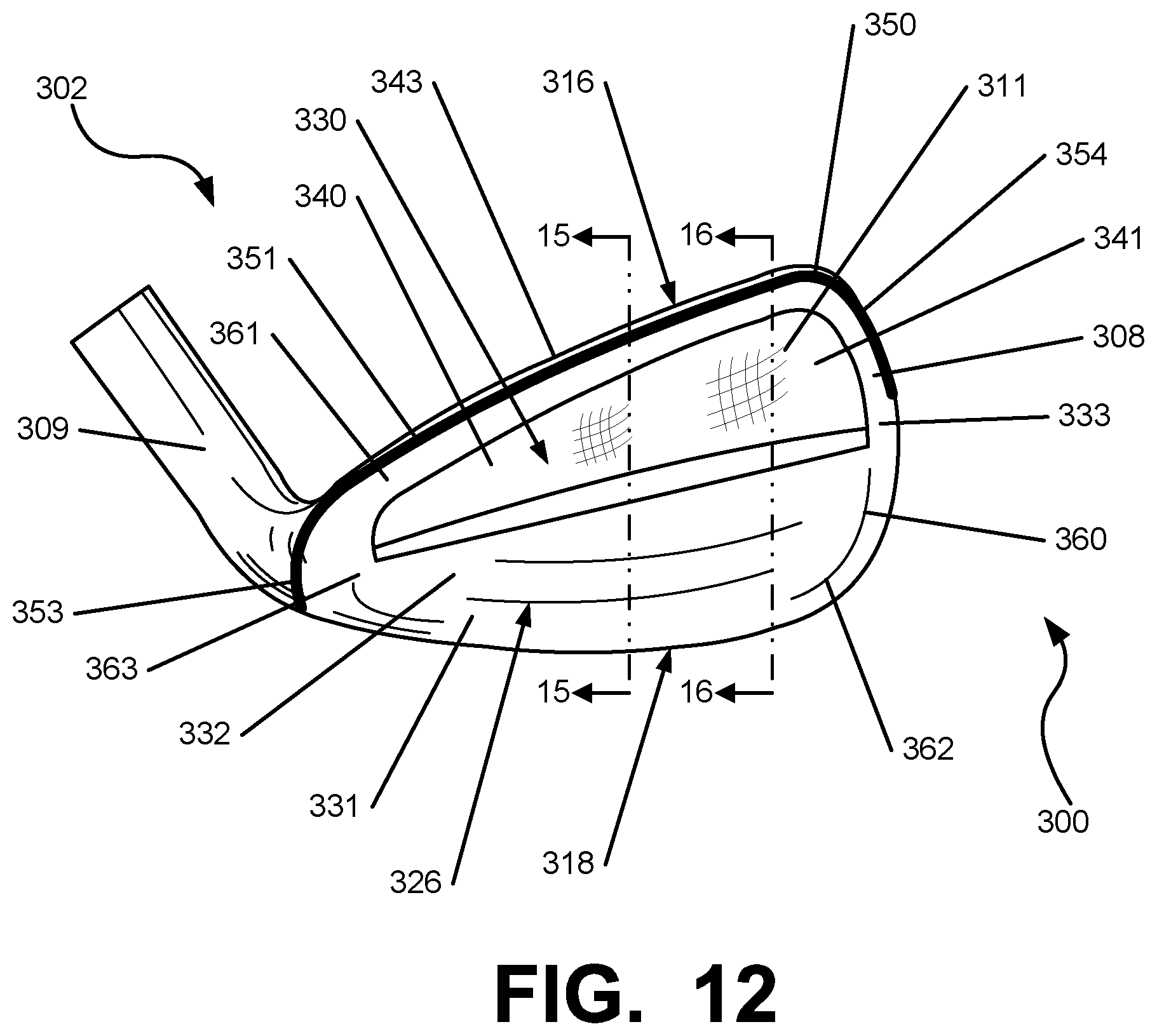 Patent US12097412 Figure 11 – Iron-type golf club head or other ball striking device