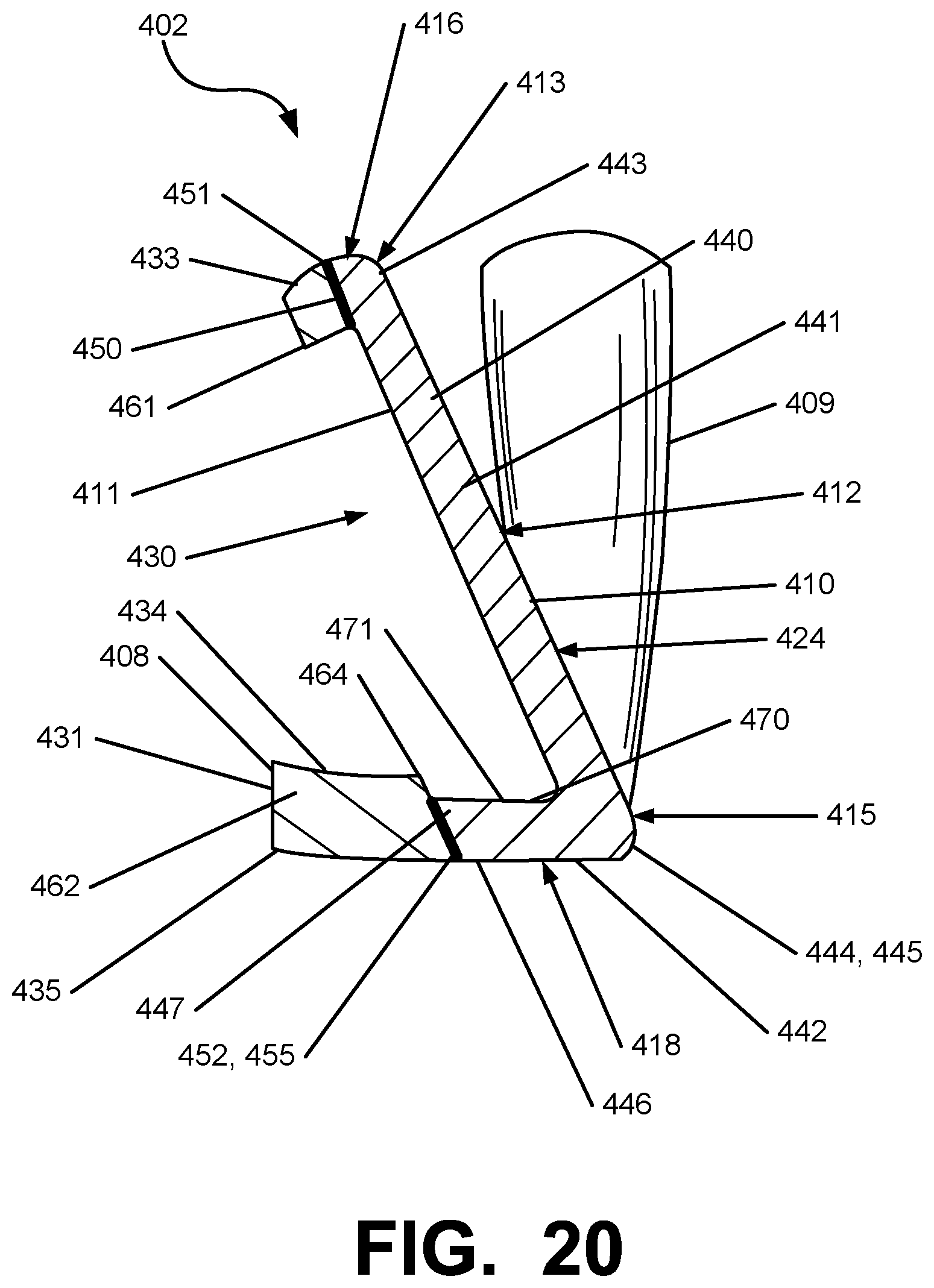 Patent US12097412 Figure 19 – Iron-type golf club head or other ball striking device