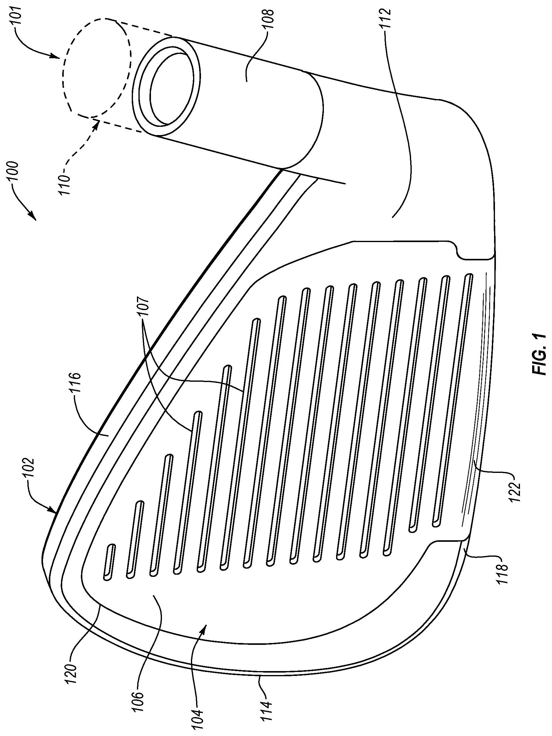 Patent US12097414 Figure 1 – Golf club head