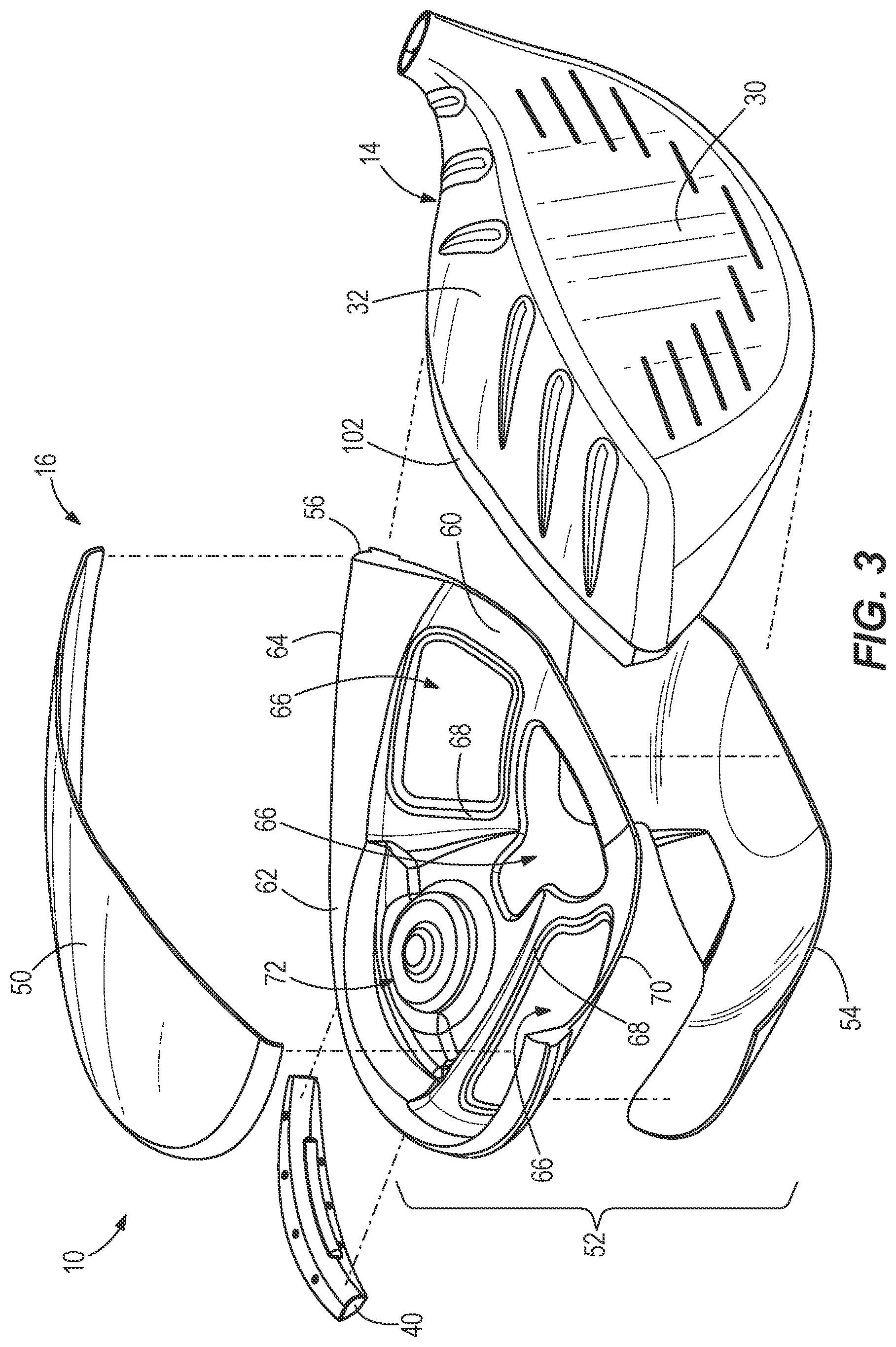Patent US12097415 Figure 2 – Mixed material golf club head