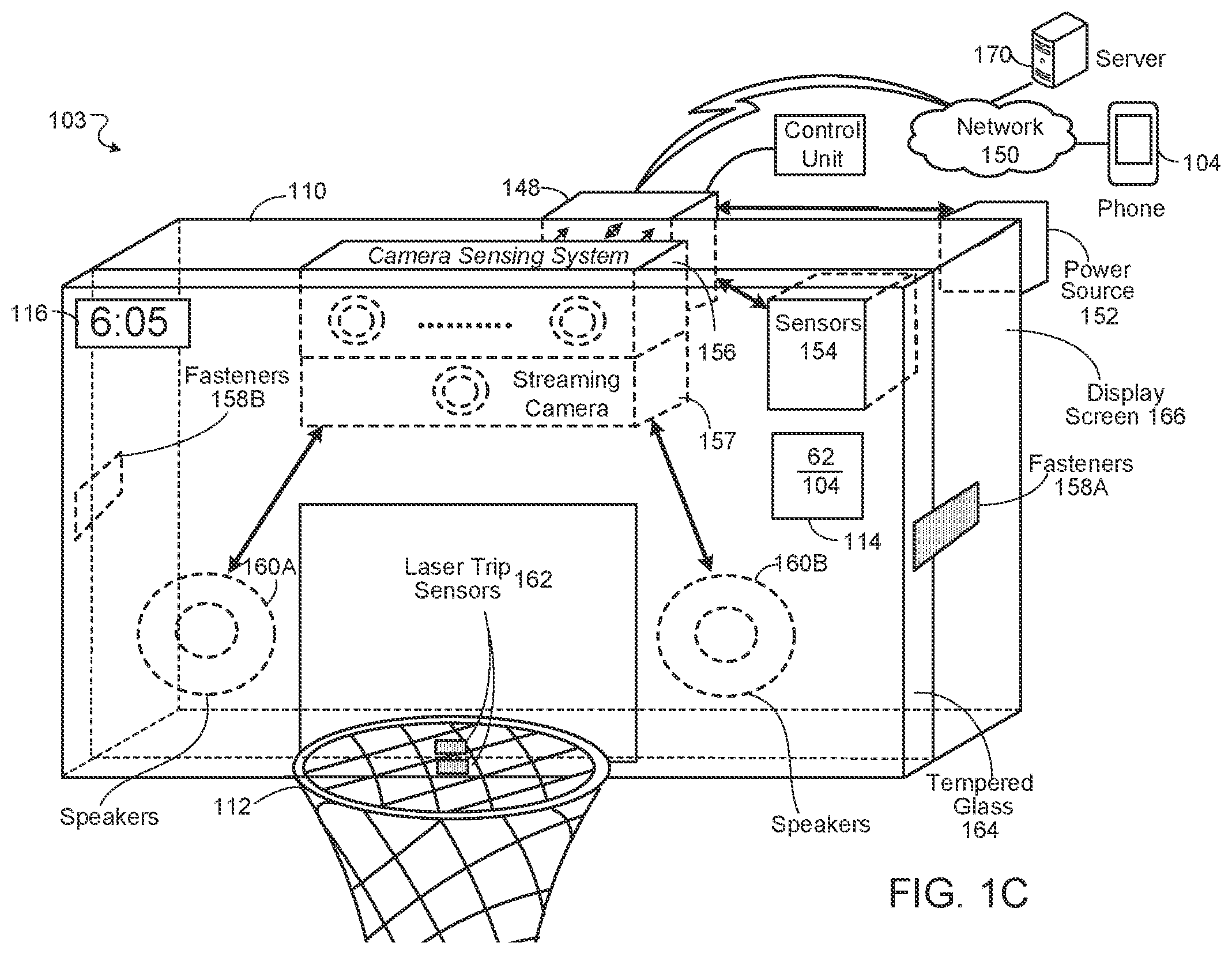 Patent US12097417 Figure 3 – Interactive basketball system