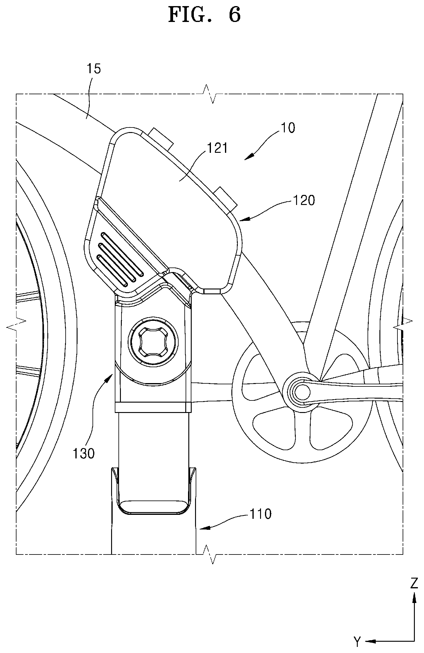 Patent US12097419 Figure 9 – Frame support module and bicycle simulator comprising same
