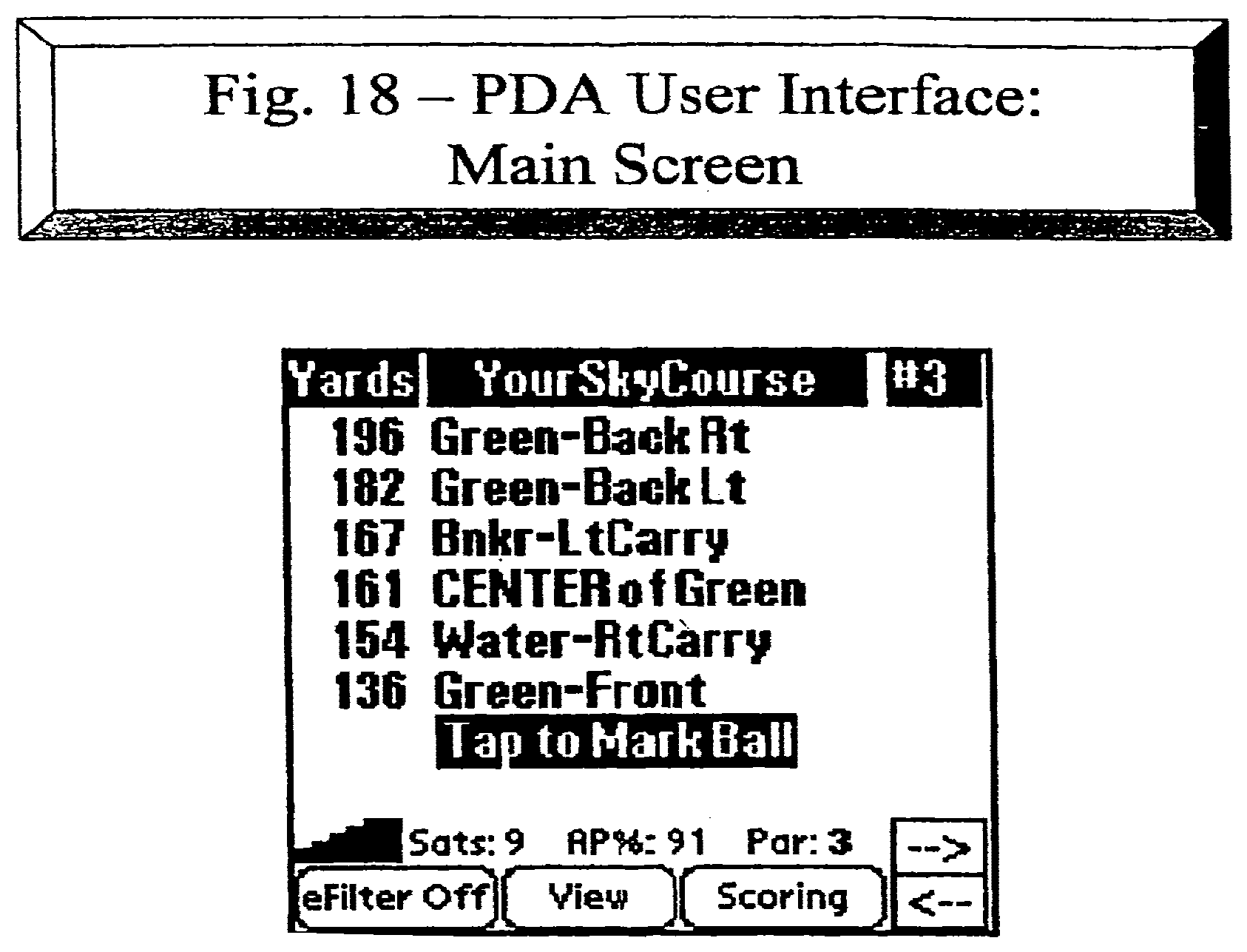 Patent US12097420 Figure 18 – Personal golfing assistant and method and system for graphically displaying golf related information and for collection, processing and distribution of golf related data