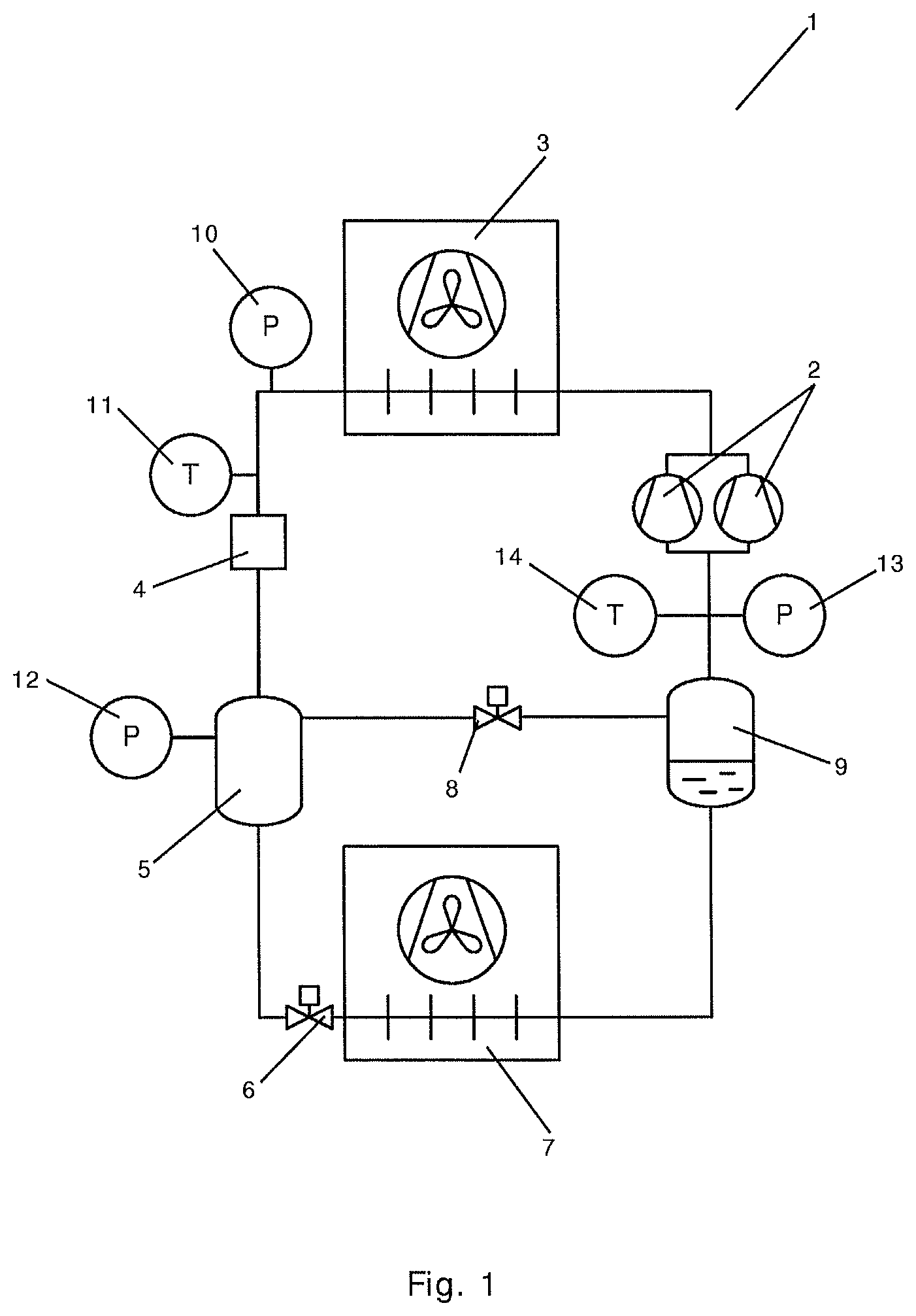 Patent US12097451 Figure 1 – Method for controlling a vapour compression system during gas bypass valve malfunction