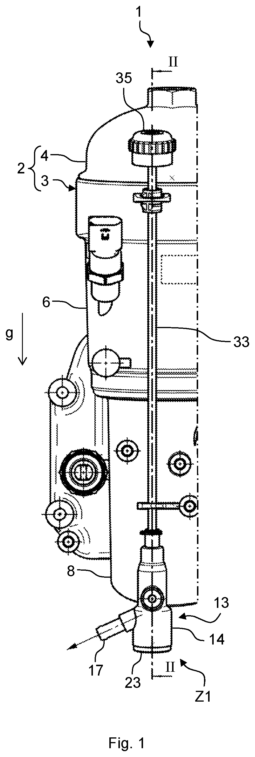 Patent US12097452 Figure 1 – Water drainage device, filter module, and method