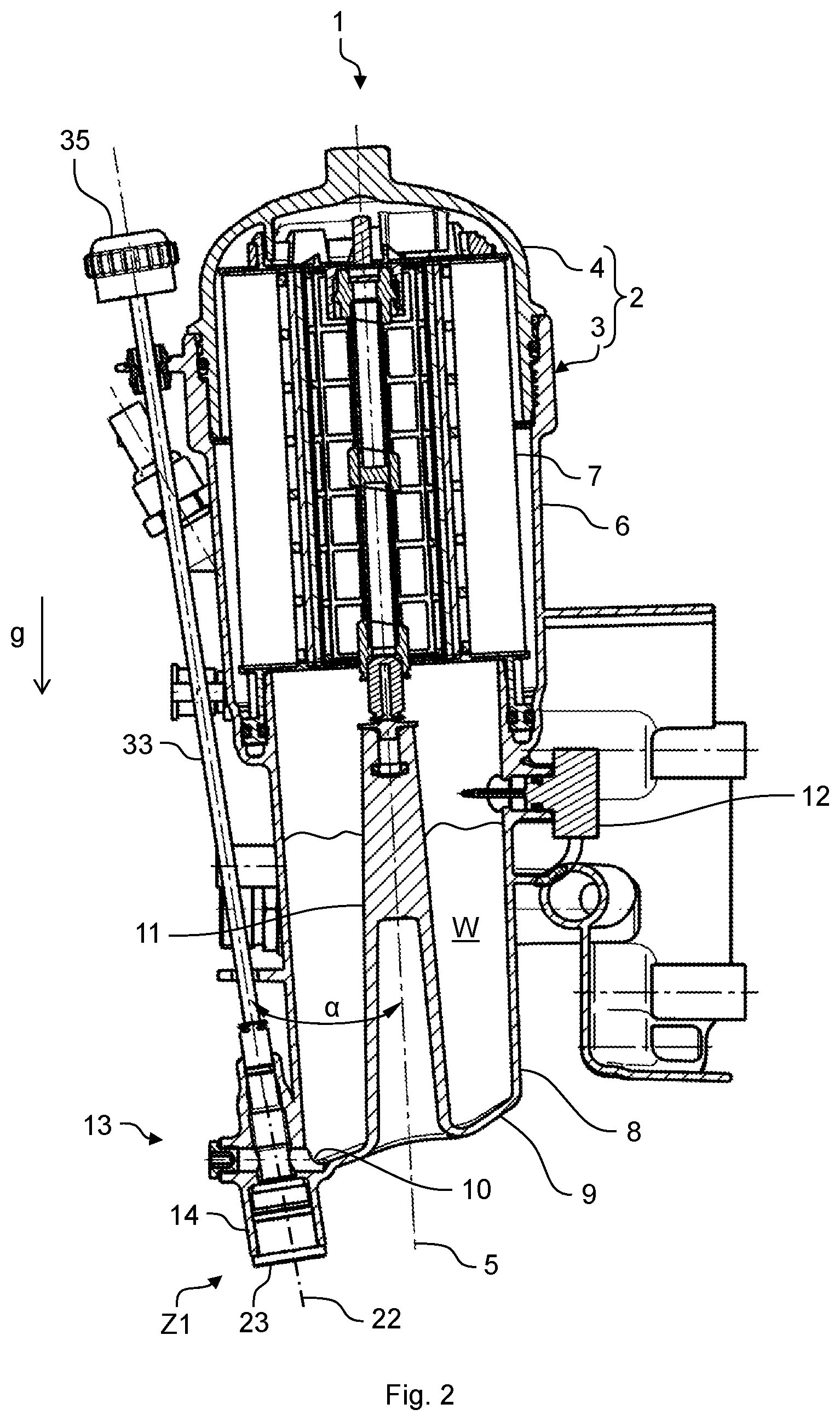 Patent US12097452 Figure 2 – Water drainage device, filter module, and method