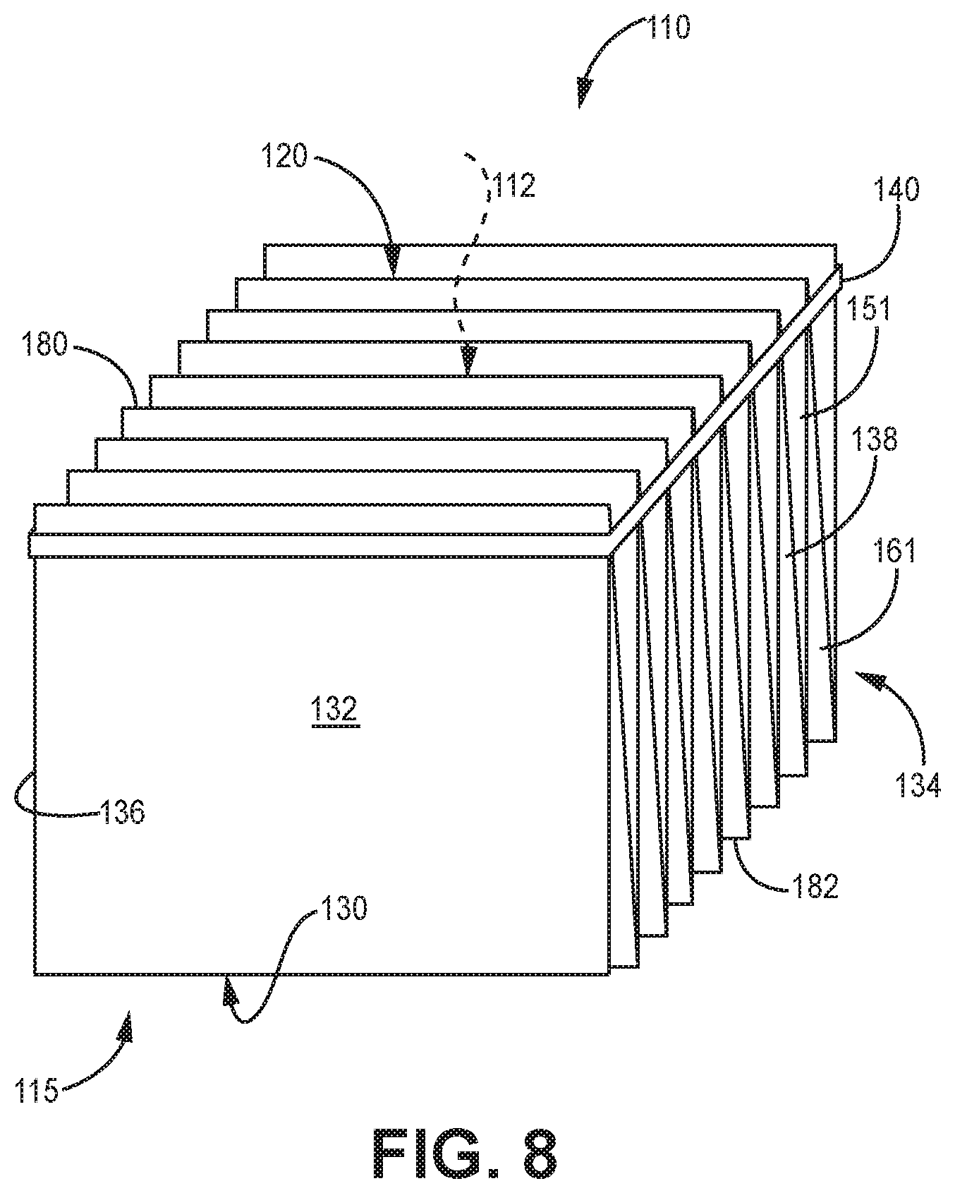 Patent US12097459 Figure 8 – Fluted filtration media, filtration media packs, and filtration elements