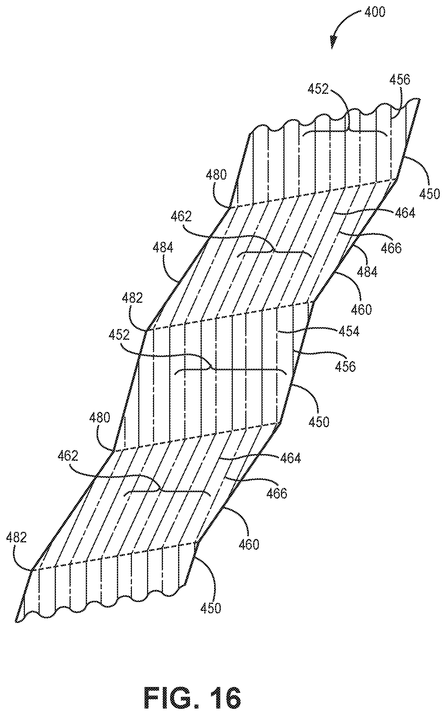 Patent US12097459 Figure 16 – Fluted filtration media, filtration media packs, and filtration elements