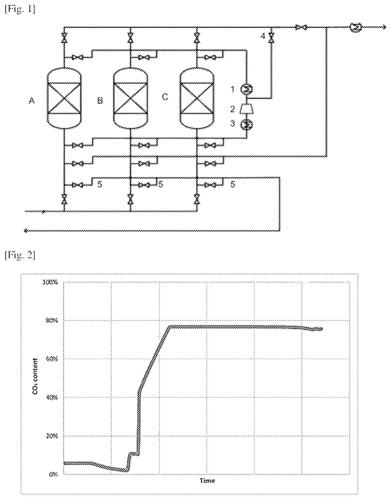 Patent US12097463 Figure 1 – Gas stream purification by adsorption with pre-regeneration in a closed loop