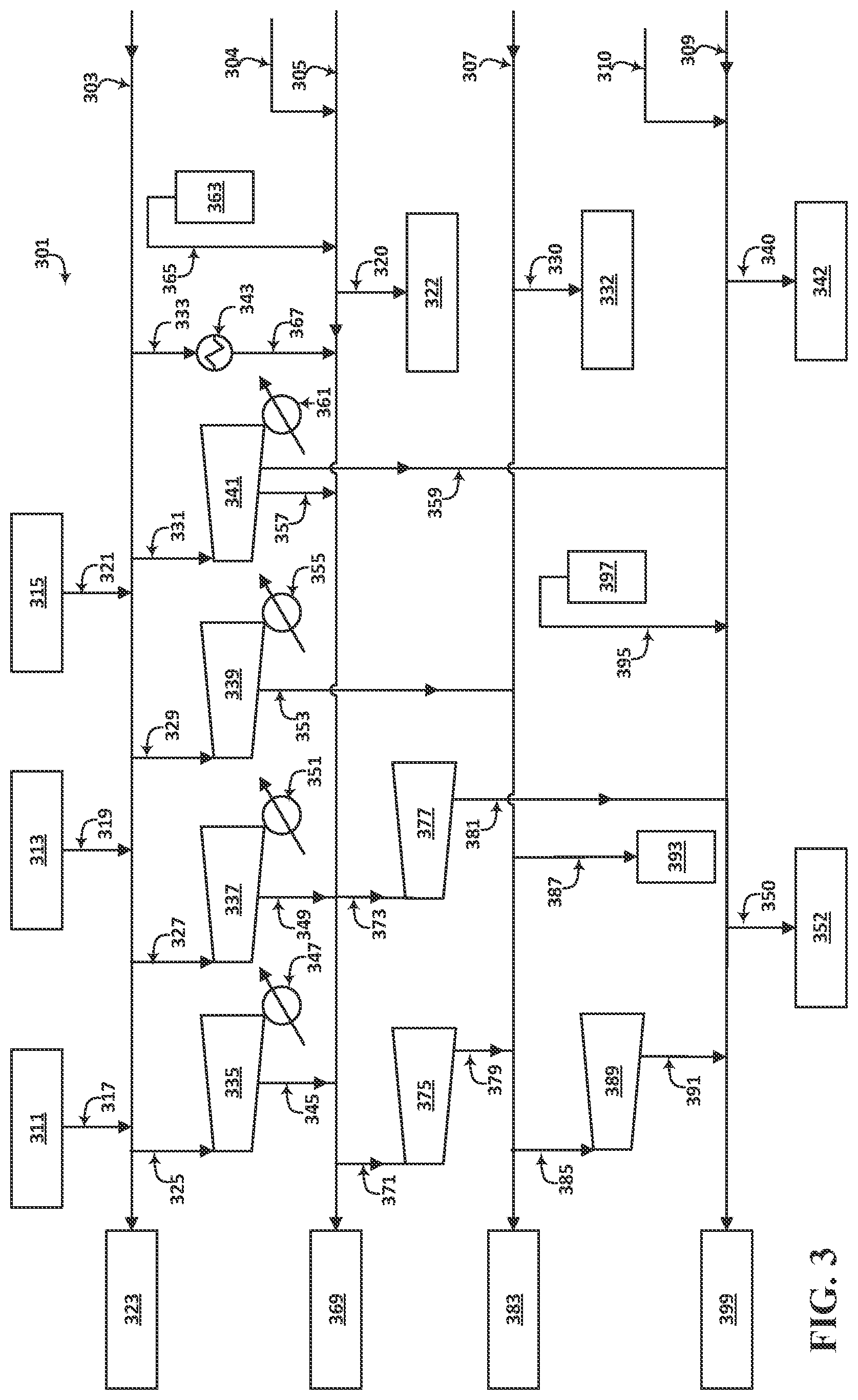 Patent US12097464 Figure 3 – Amine CO 2 separation process integrated with hydrocarbons processing