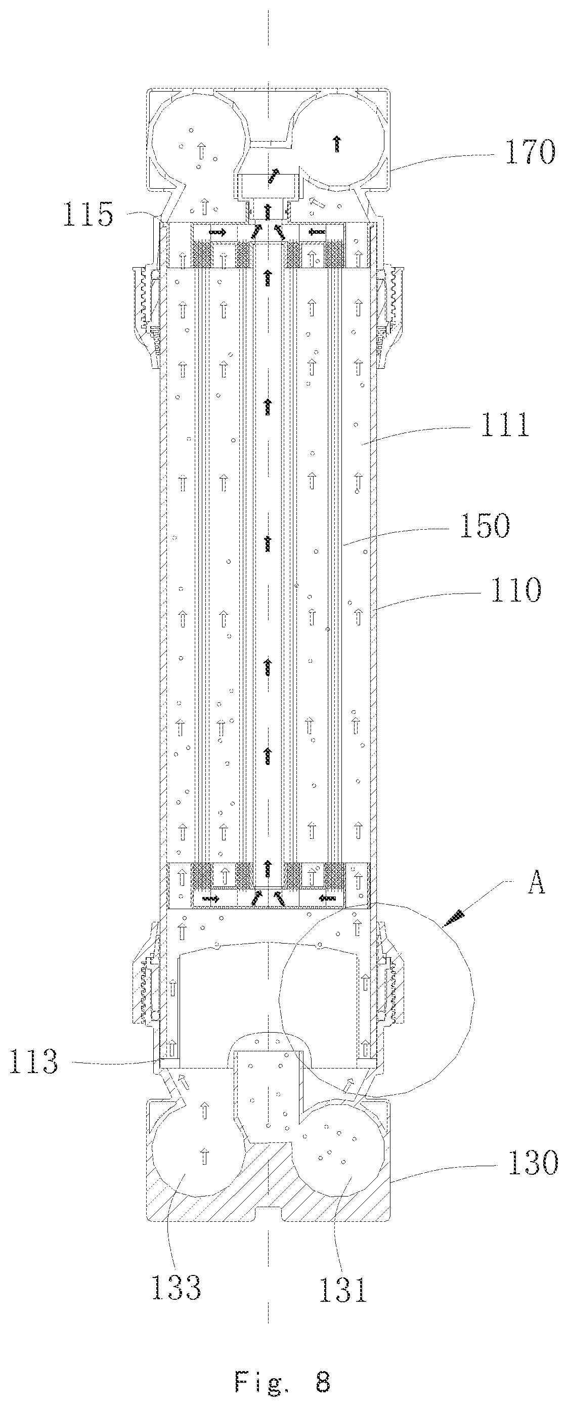 Patent US12097468 Figure 7 – External pressure type hollow fiber membrane component, filtration membrane component, and membrane filtration module