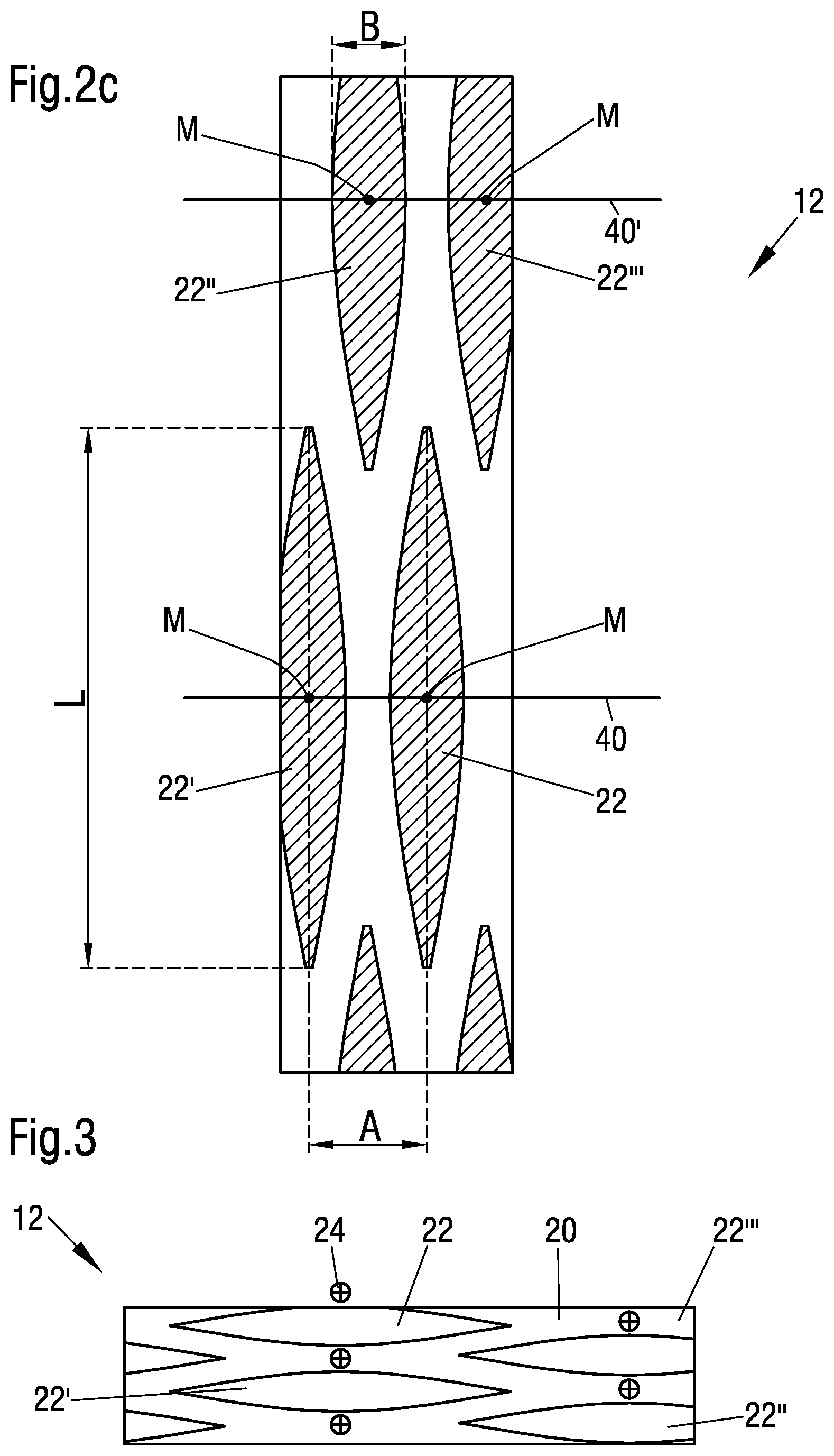 Patent US12097474 Figure 4 – Double-bladed worm shaft for a mixing and kneading machine, wherein each of the blade elements has an elliptic, oval, or biconvex outer peripheral surface in the top view
