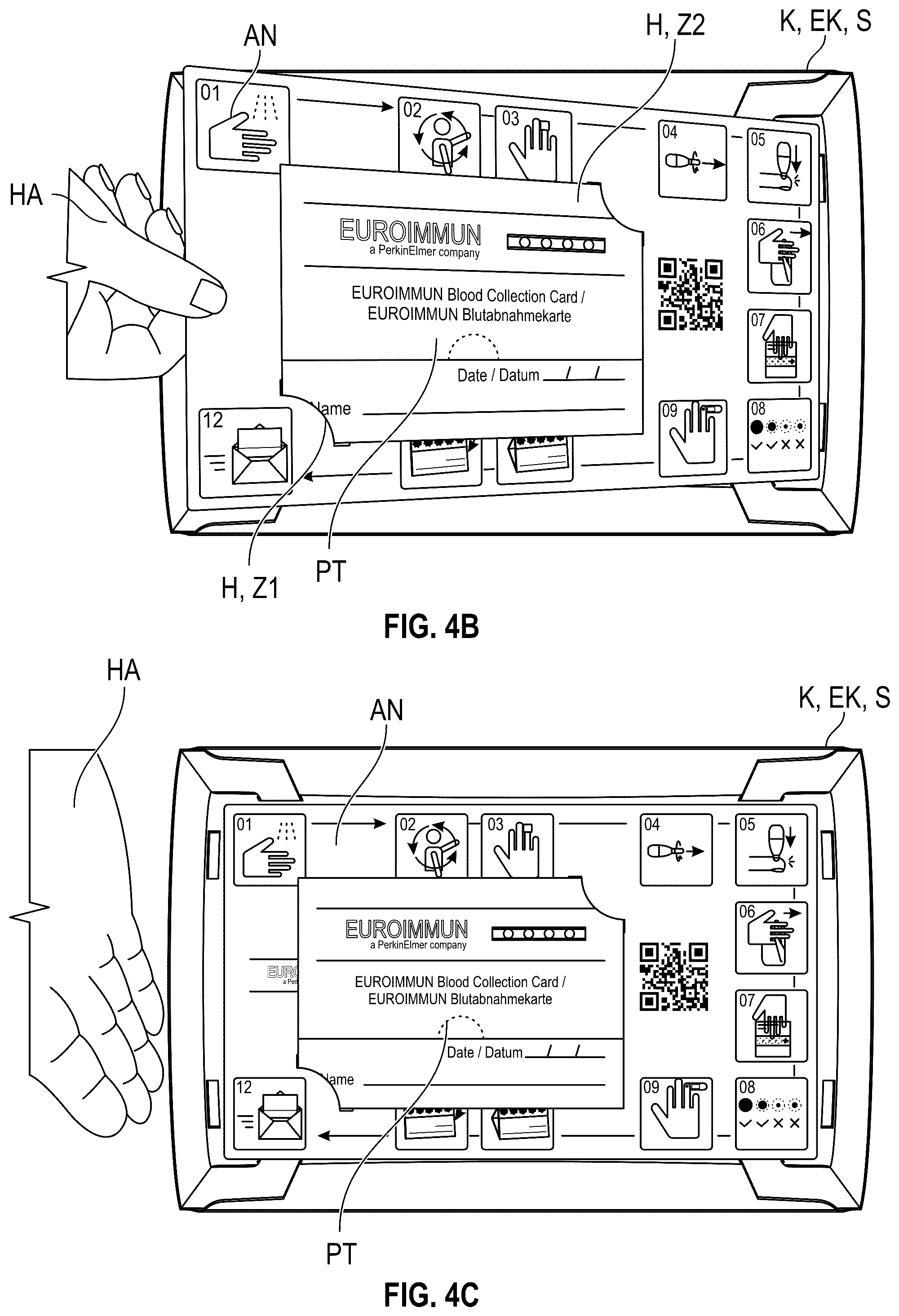 Patent US12097493 Figure 7 – Kit including planar sample carrier with absorbent membrane layer and box