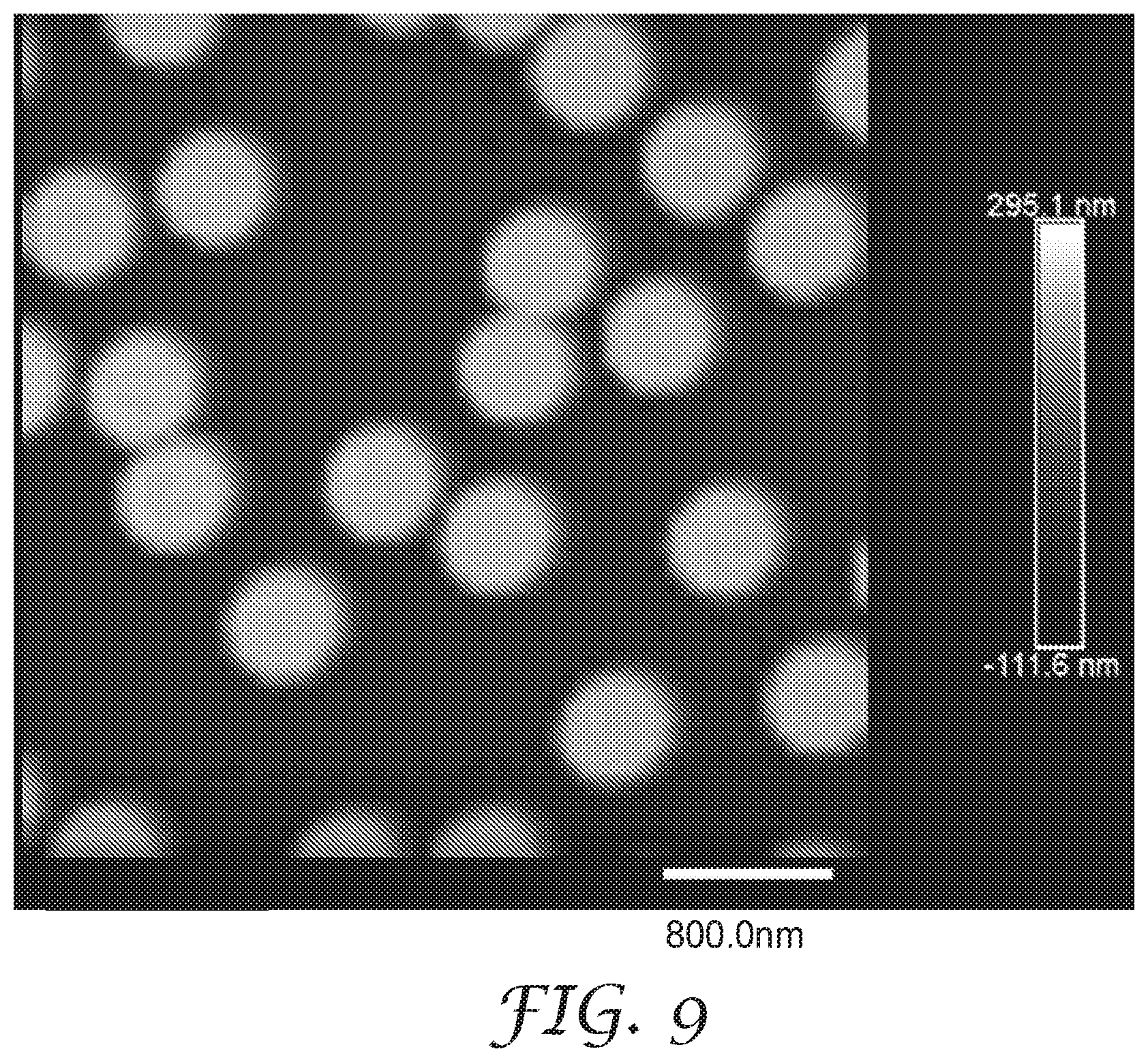 Patent US12097498 Figure 9 – Nanopatterned films with patterned surface chemistry