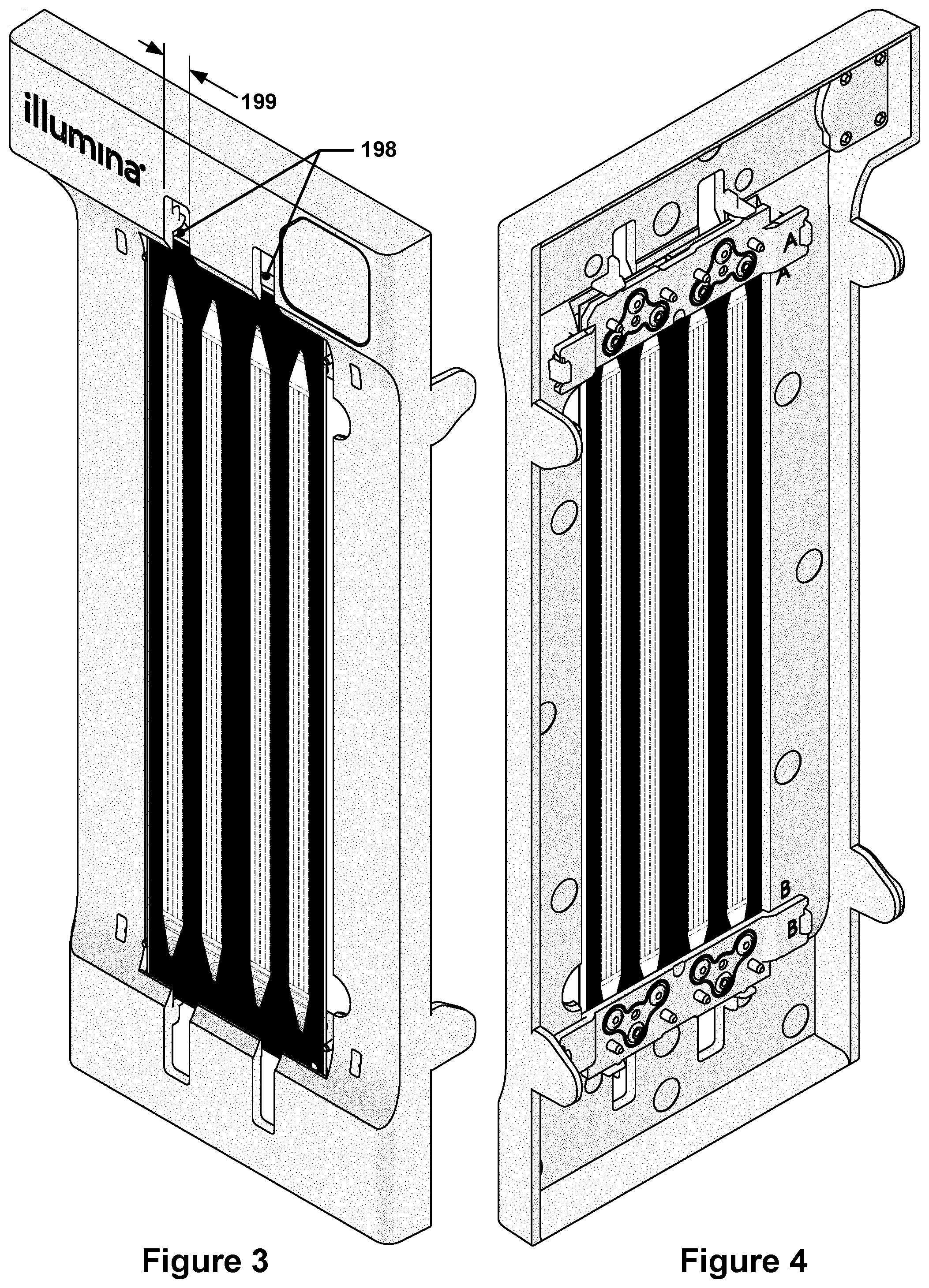 Patent US12097502 Figure 3 – Flowcell cartridge with floating seal bracket