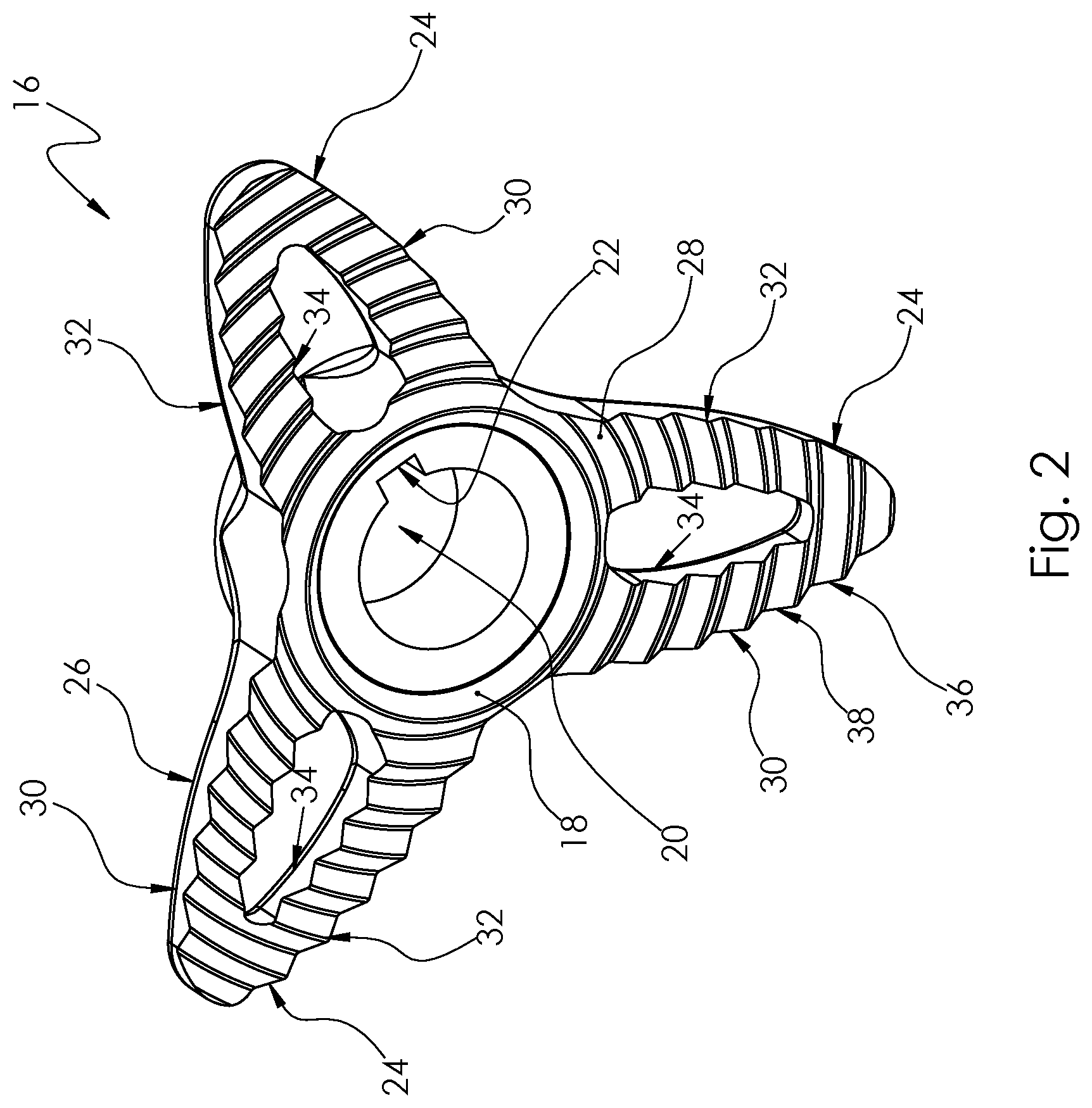 Patent US12097504 Figure 2 – Externally serrated rotary shredder and submersible shredder pump having an externally serrated rotary shredder