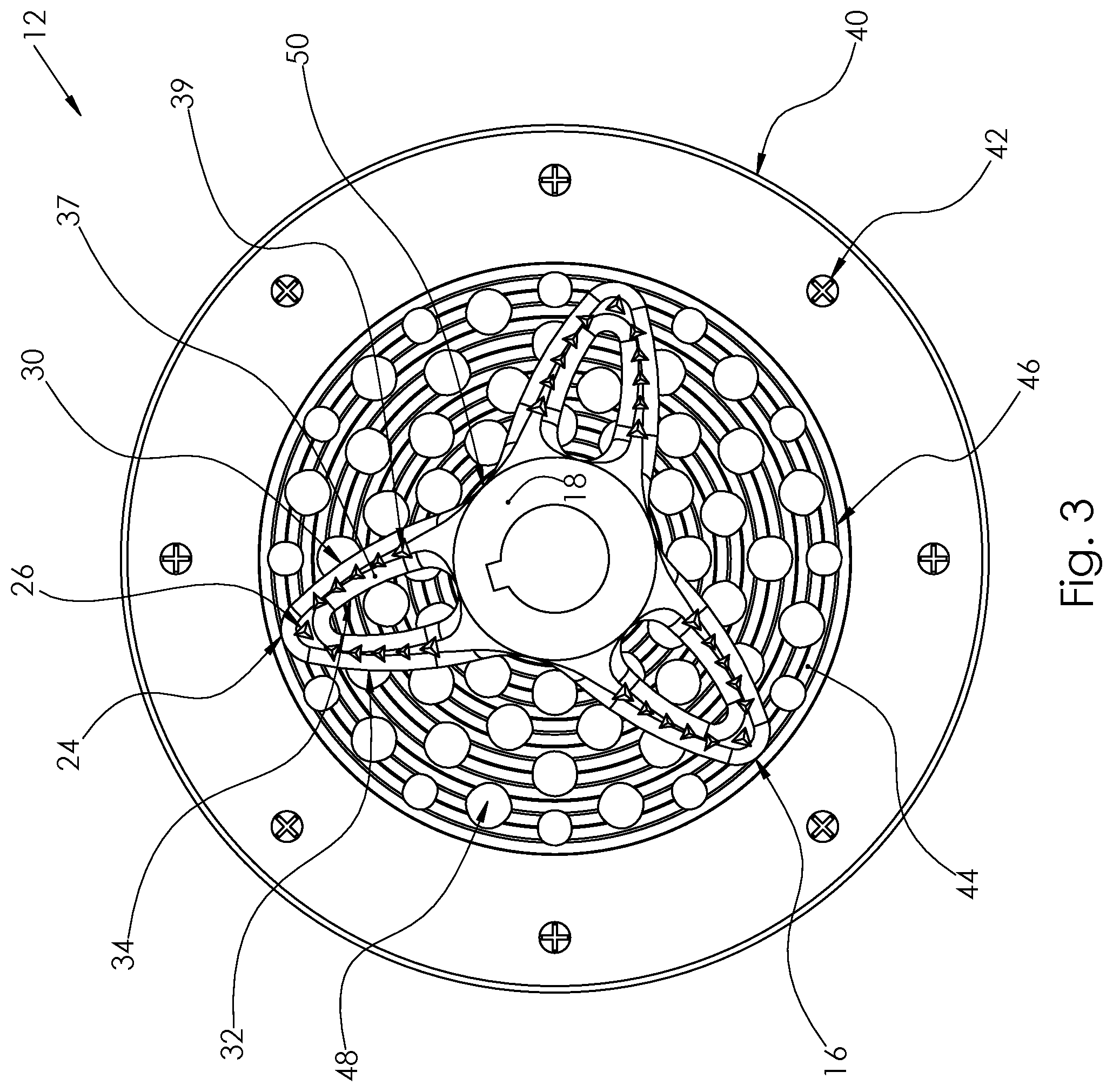 Patent US12097504 Figure 3 – Externally serrated rotary shredder and submersible shredder pump having an externally serrated rotary shredder