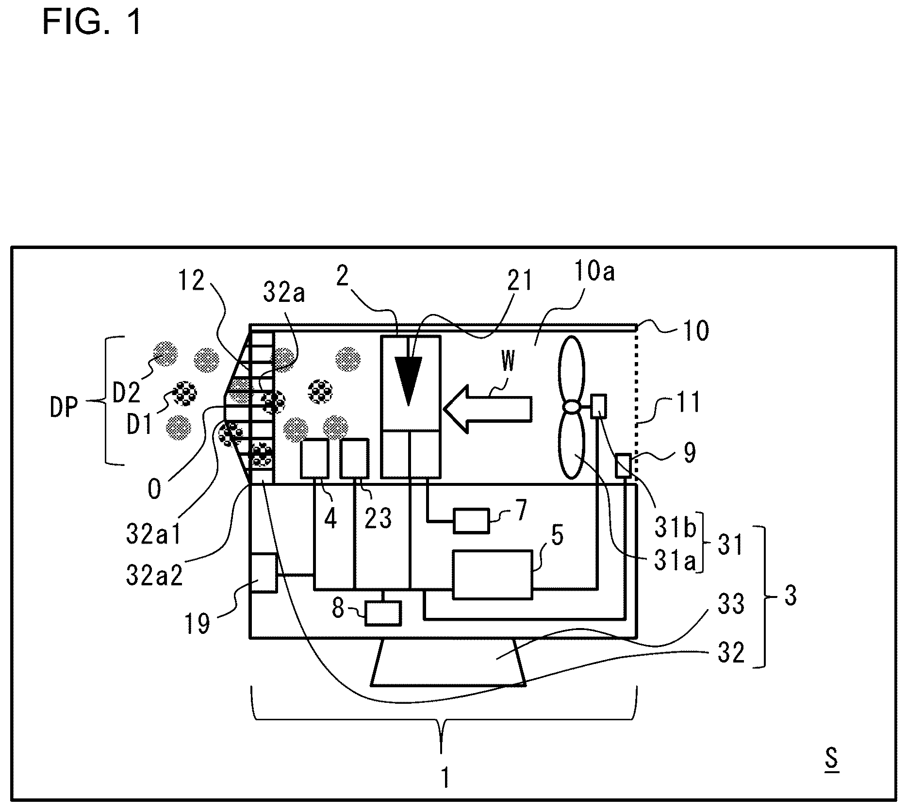 Patent US12097510 Figure 1 – Air cleaner, air cleaner system, and air-conditioning apparatus