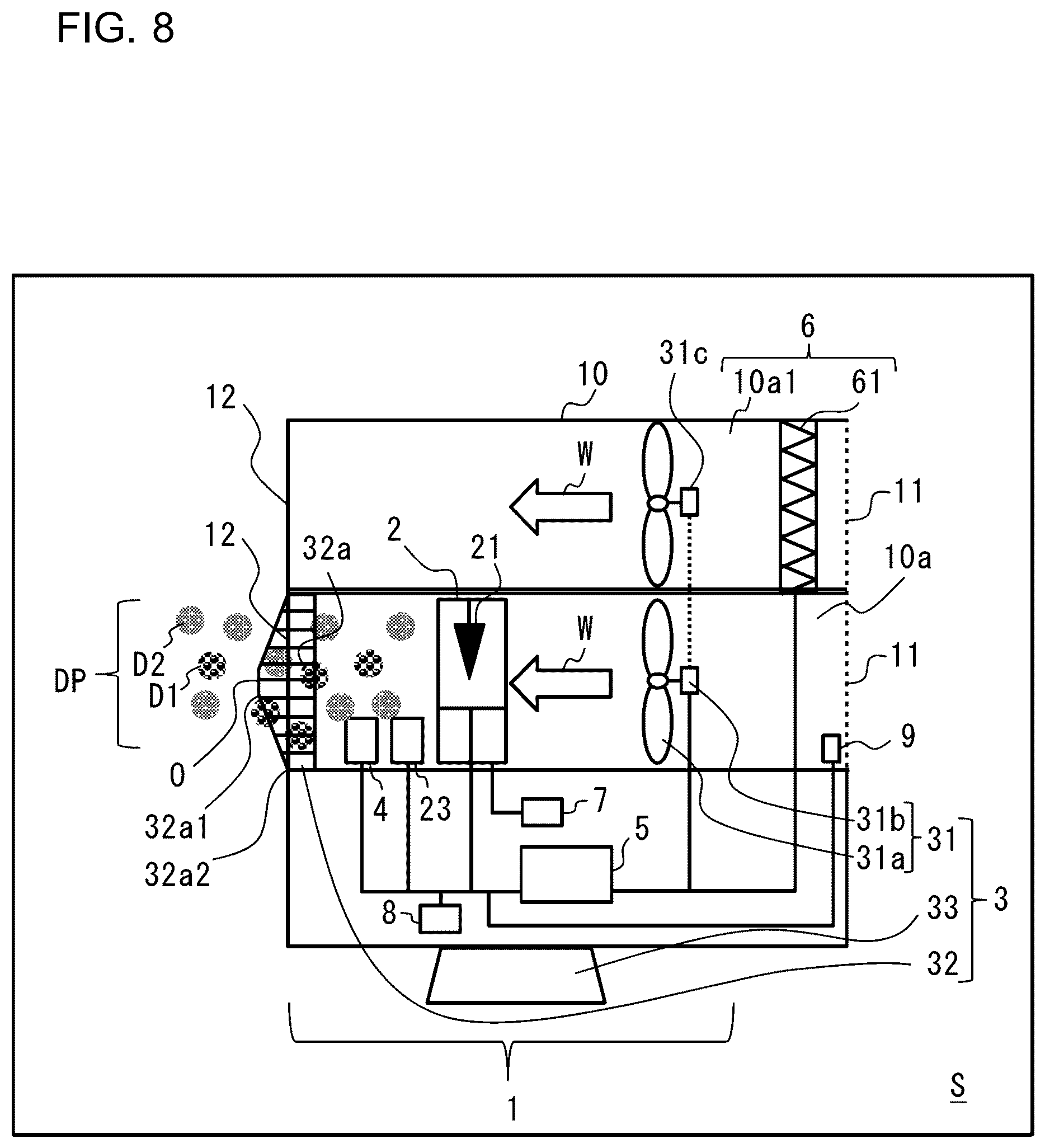 Patent US12097510 Figure 8 – Air cleaner, air cleaner system, and air-conditioning apparatus