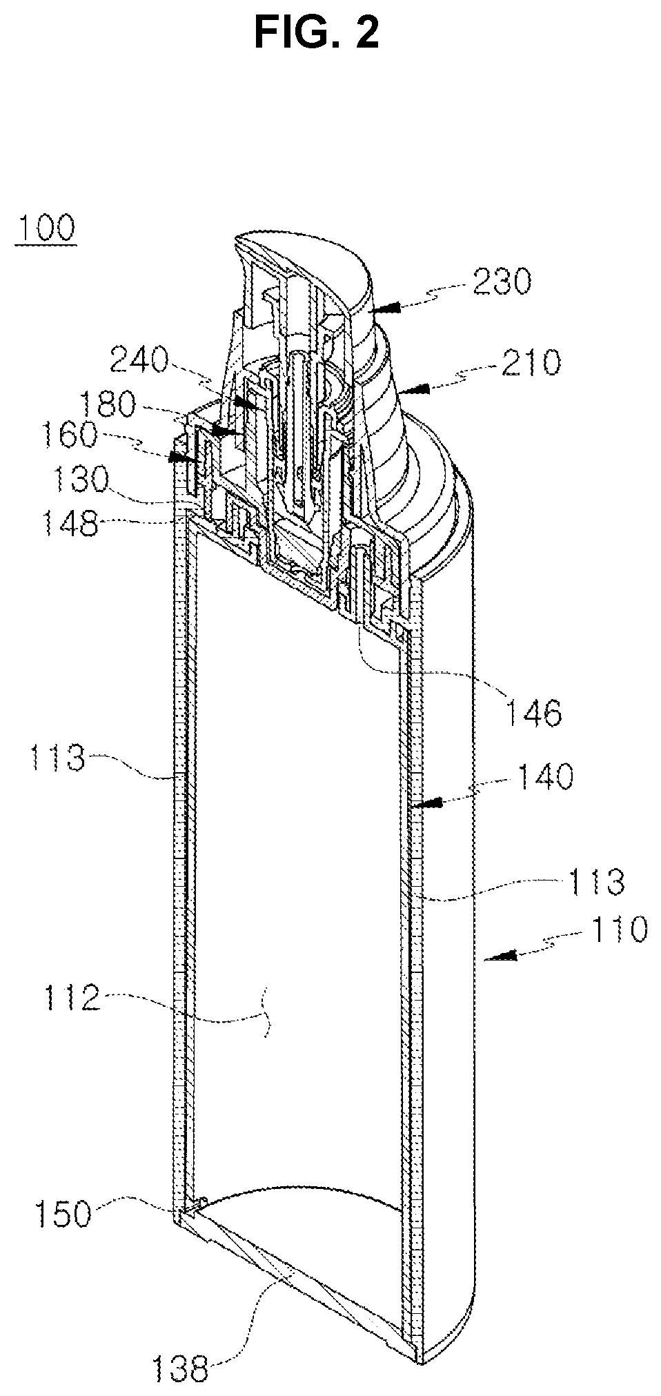 Patent US12097515 Figure 2 – Container for spraying liquid