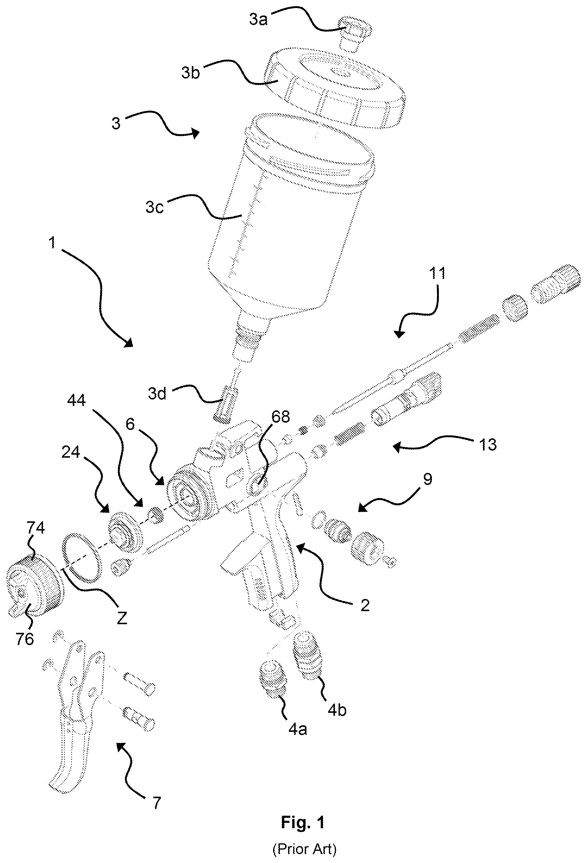 Patent US12097519 Figure 1 – Sealing element for sealing a transition between a spray gun body and an attachment of a spray gun, attachment, in particular a paint nozzle arrangement for a spray gun and a spray gun, in particular a paint spray gun
