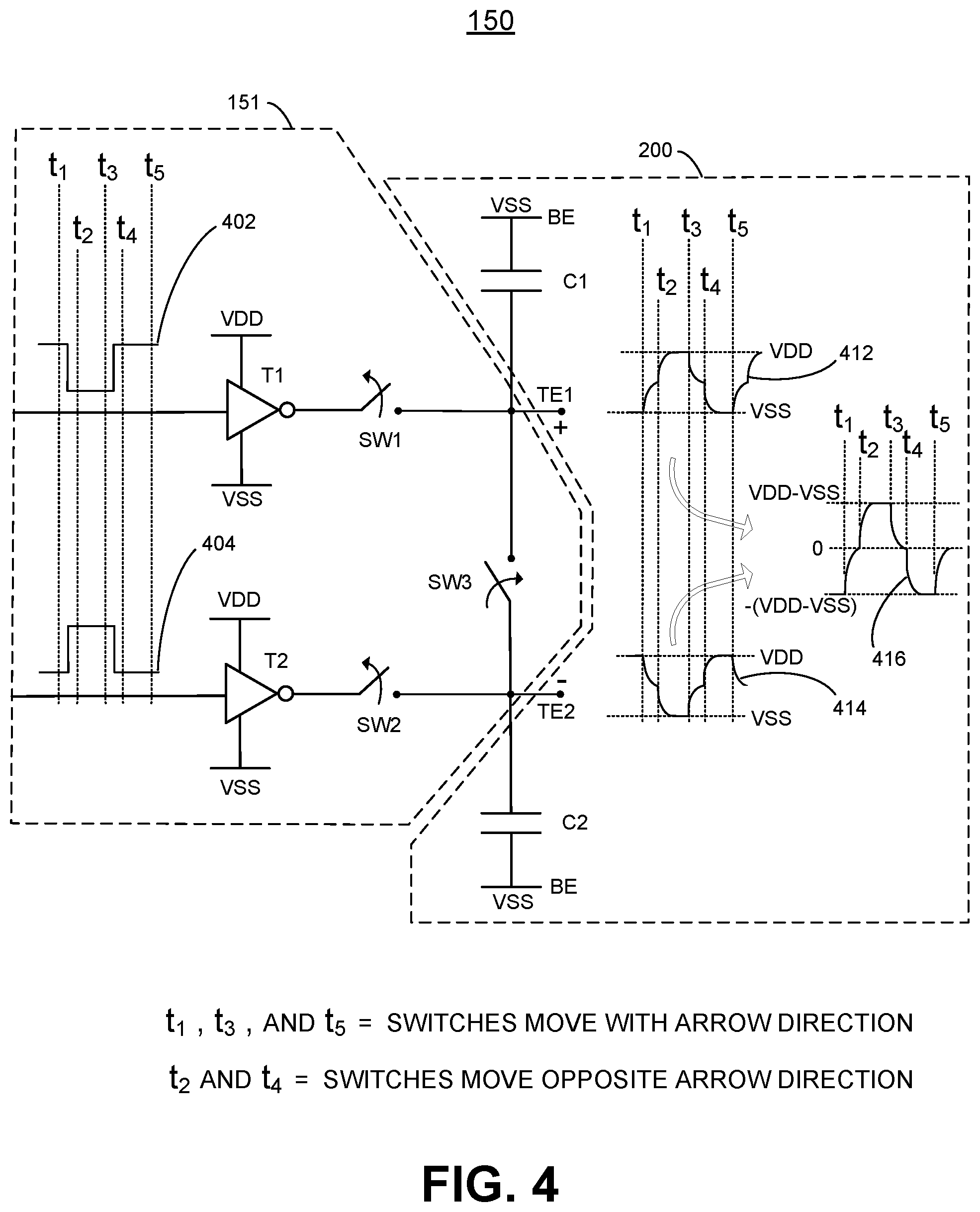 Patent US12097533 Figure 5 – Transmitter charge sharing in a differential ultrasonic transducer