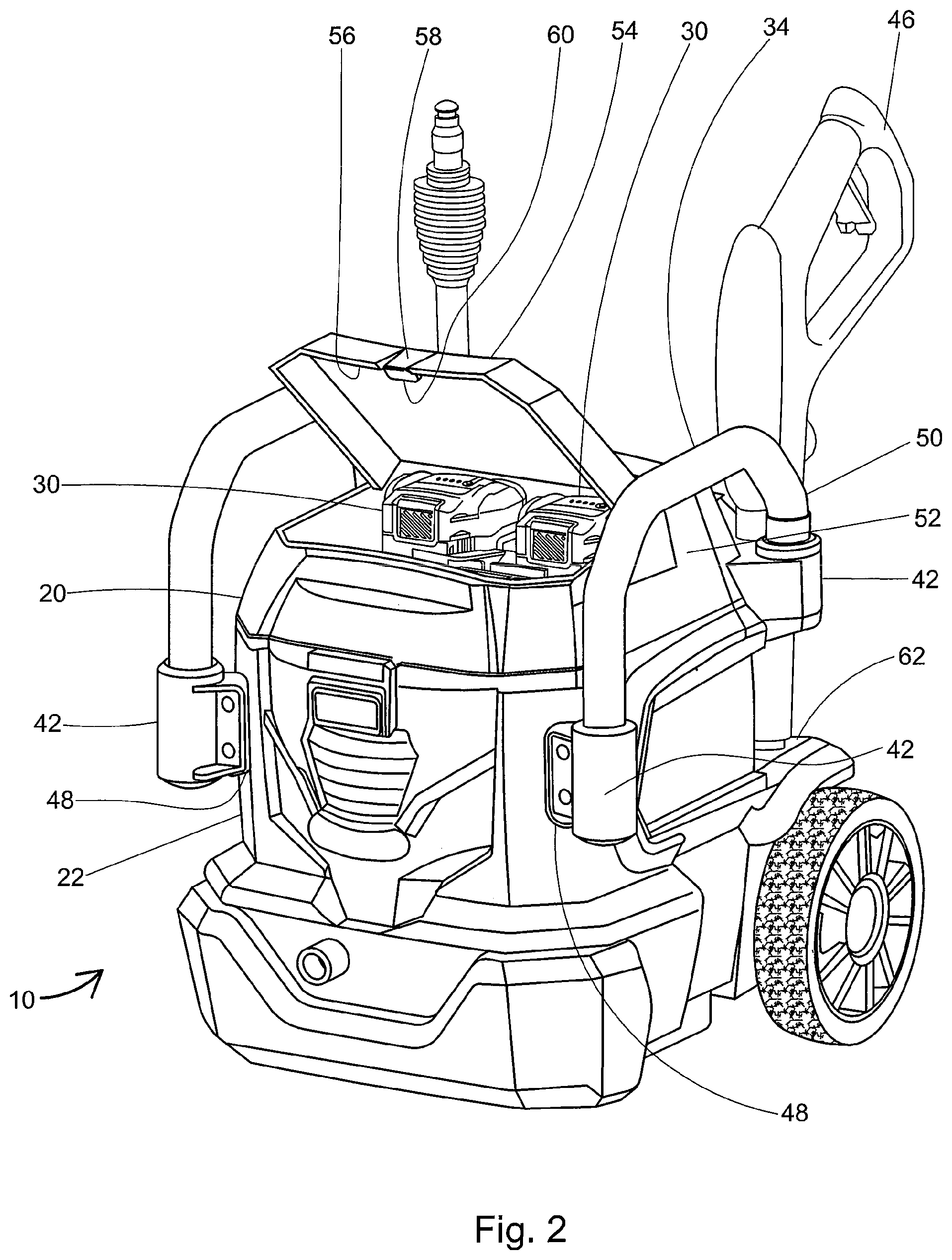 Patent US12097540 Figure 2 – Modular power washer system, method and kit therefor