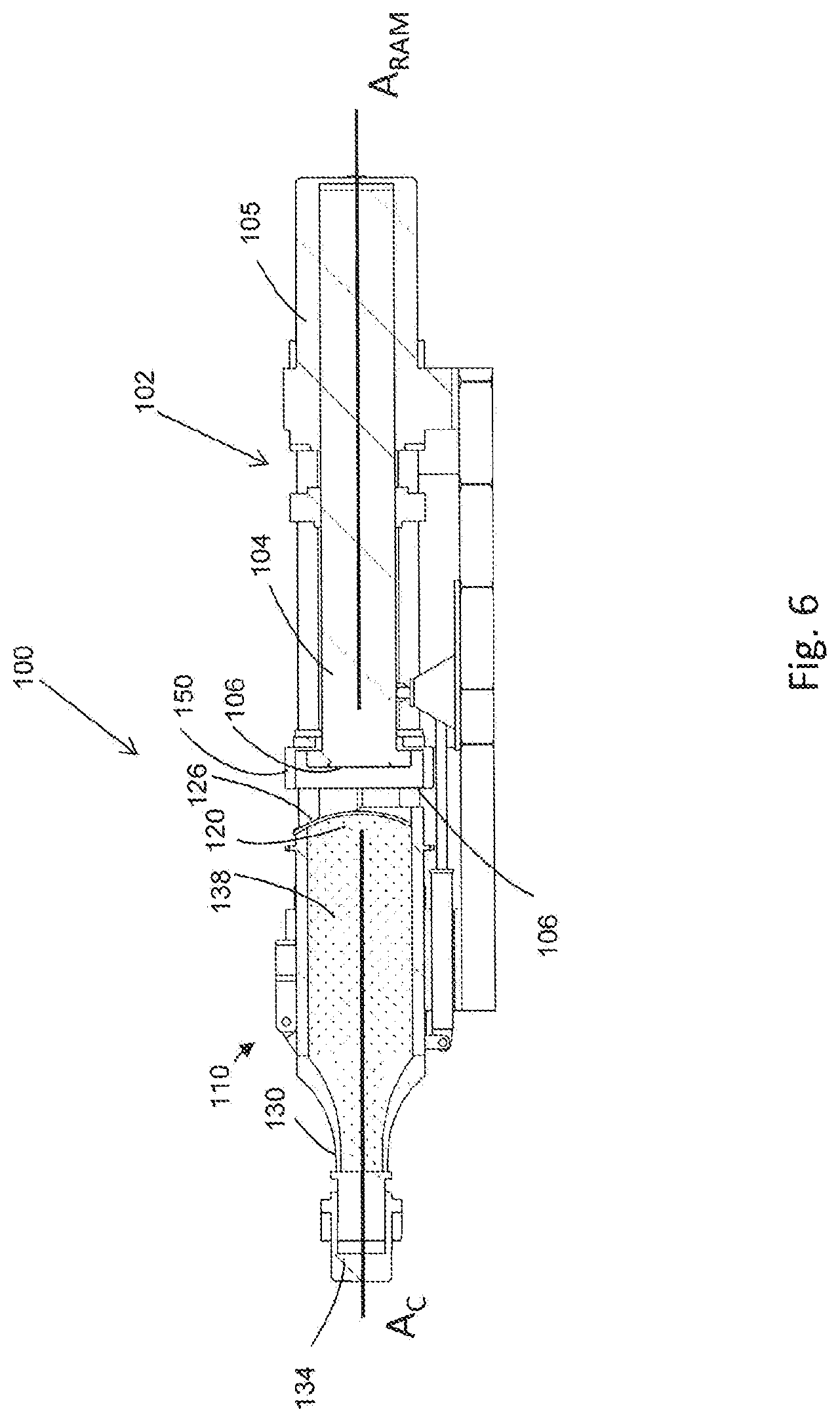 Patent US12097547 Figure 6 – Extrusion press and method of using