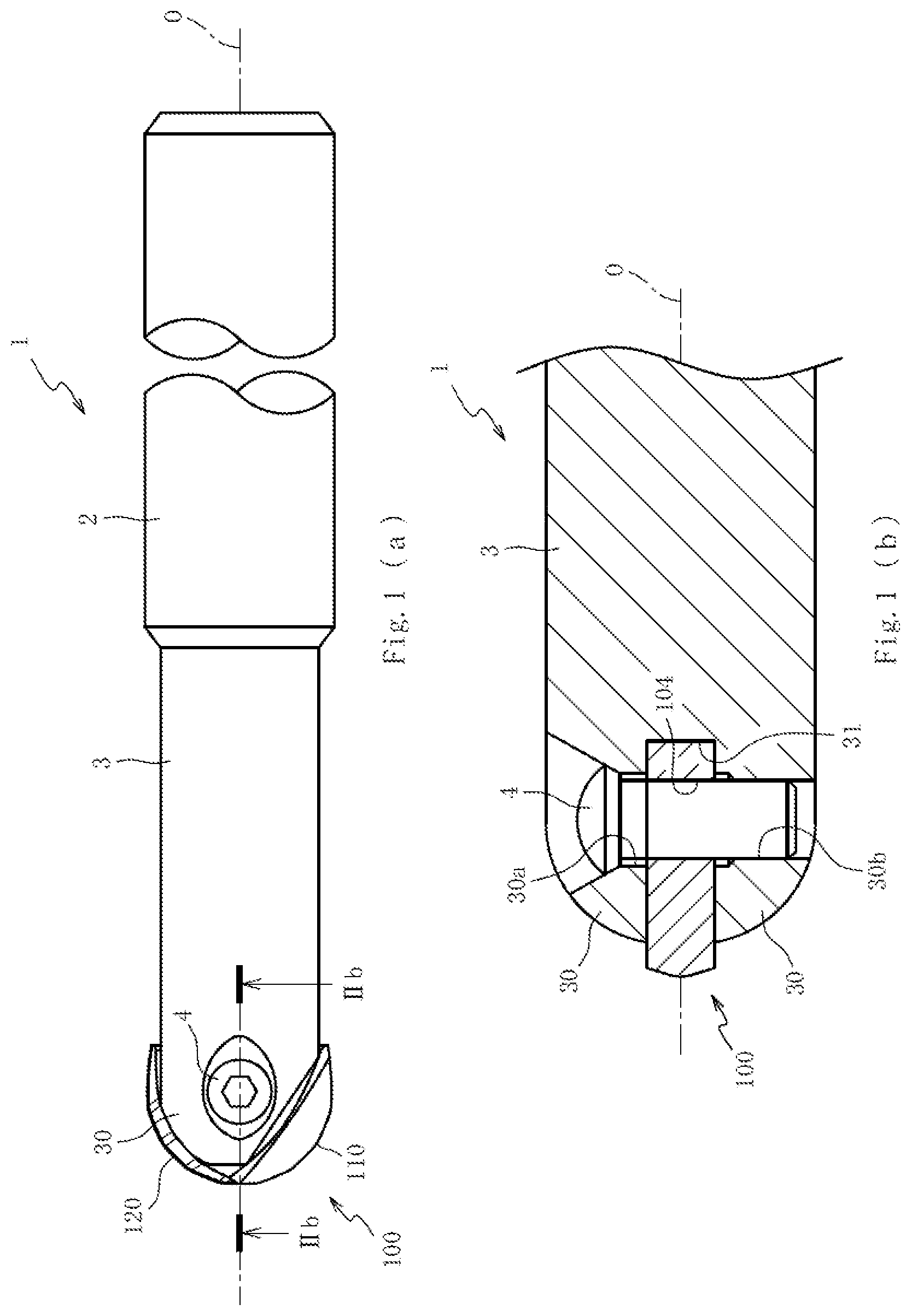 Patent US12097564 Figure 1 – Ball end mill and cutting insert