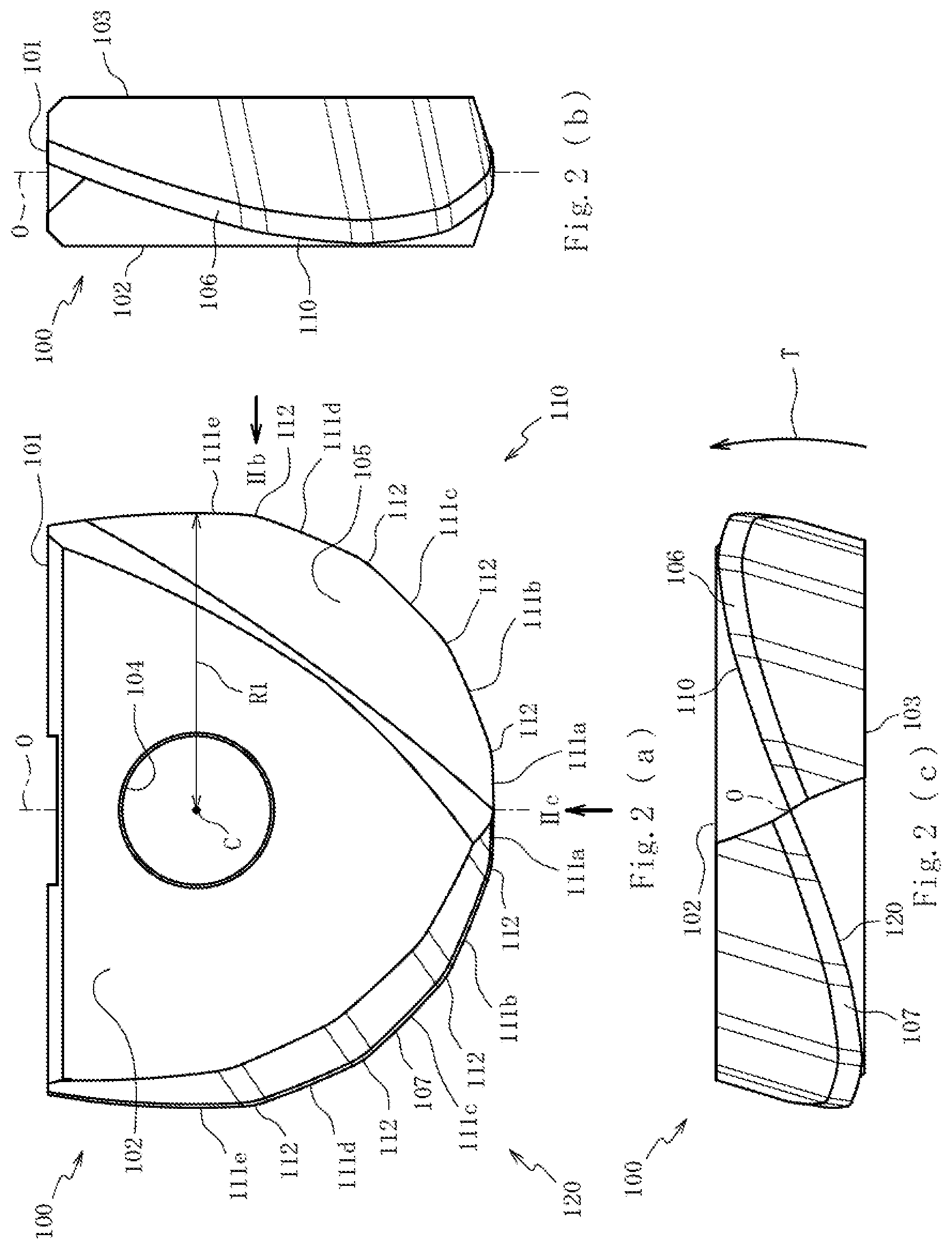 Patent US12097564 Figure 2 – Ball end mill and cutting insert