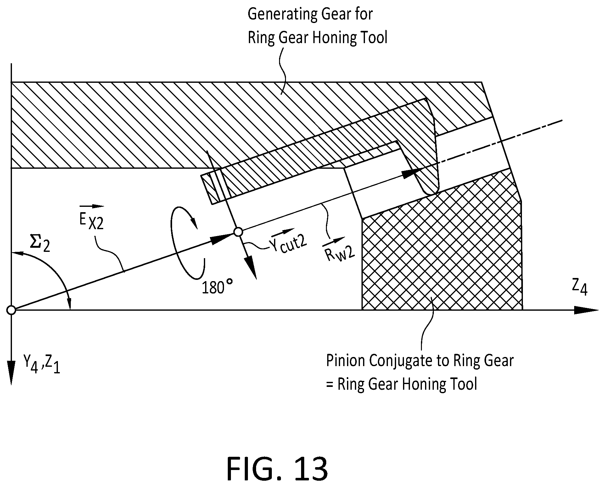 Patent US12097566 Figure 14 – Method of manufacturing a toothed bevel honing tool for honing a toothed bevel workpiece, a toothed bevel honing tool and method of honing bevel gears