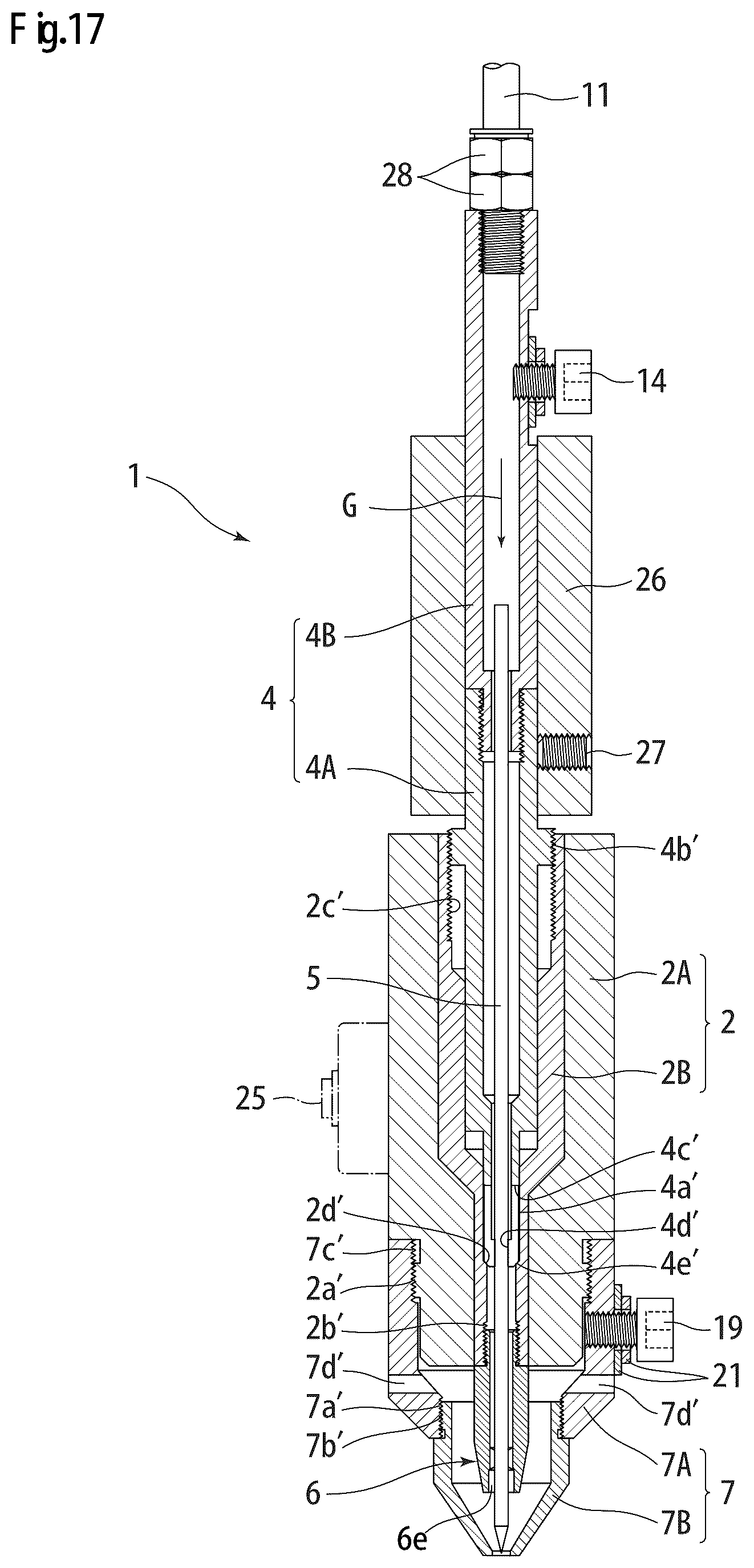 Patent US12097579 Figure 14 – TIG welding torch equipped with narrow nozzle for spot welding, and electrode nozzle used in same