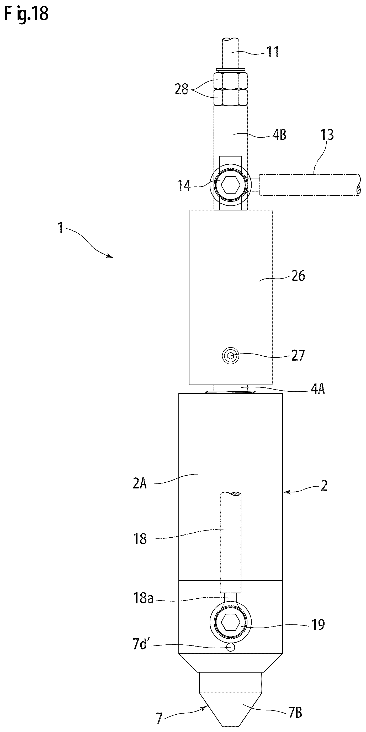 Patent US12097579 Figure 15 – TIG welding torch equipped with narrow nozzle for spot welding, and electrode nozzle used in same
