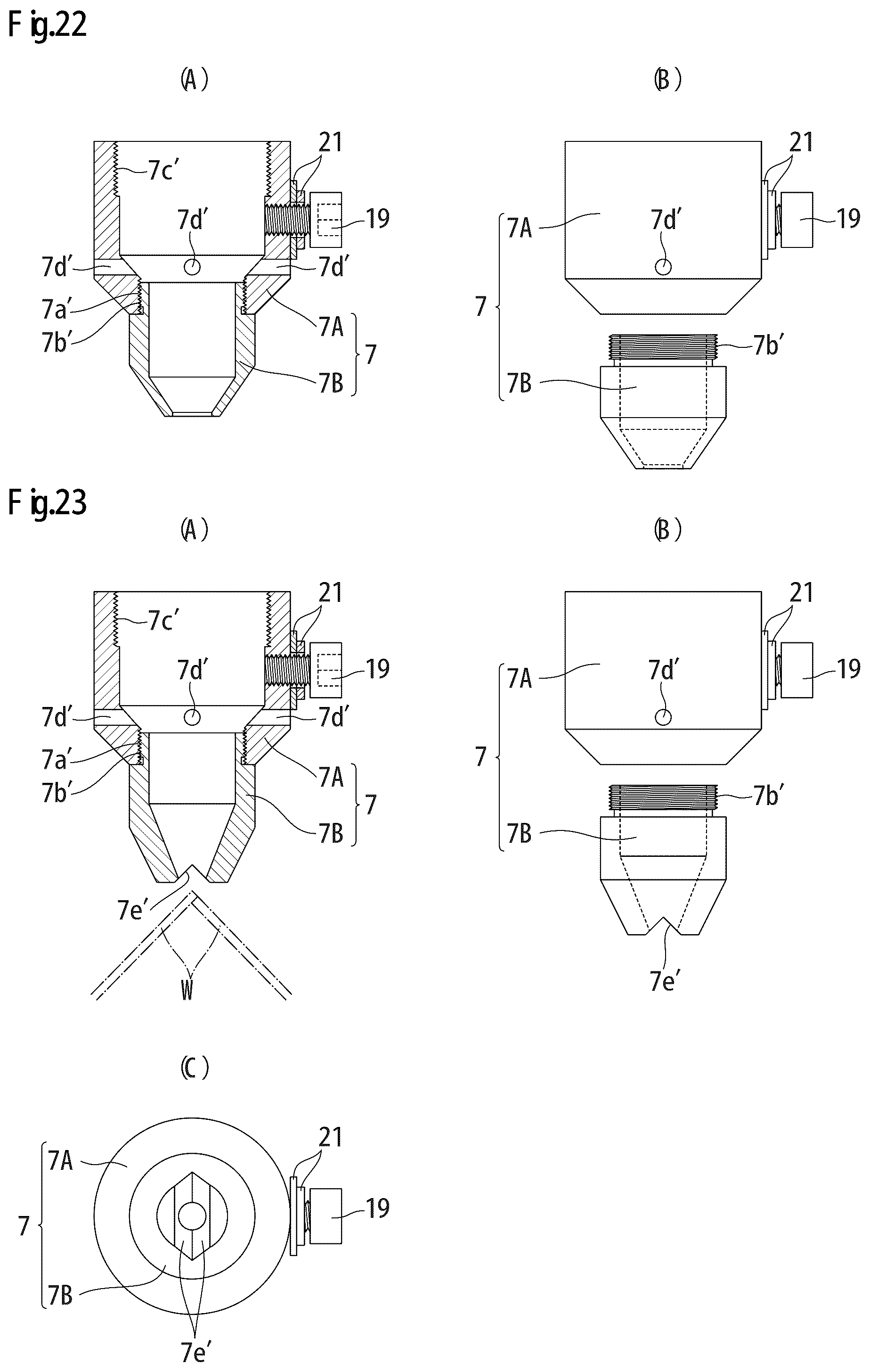 Patent US12097579 Figure 18 – TIG welding torch equipped with narrow nozzle for spot welding, and electrode nozzle used in same