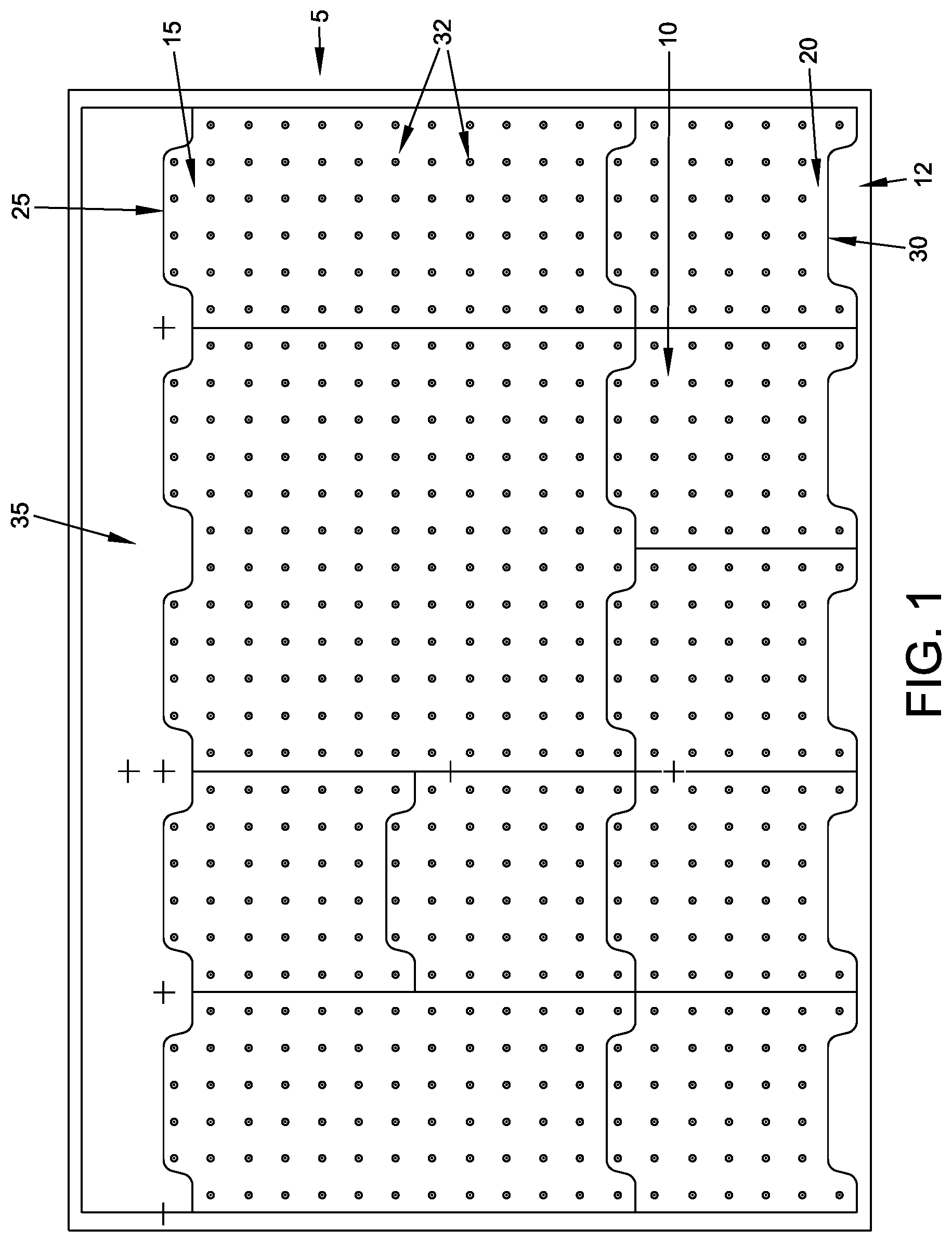 Patent US12097594 Figure 1 – Modular fixture plate system for positioning a workpiece during a manufacturing and/or inspection process
