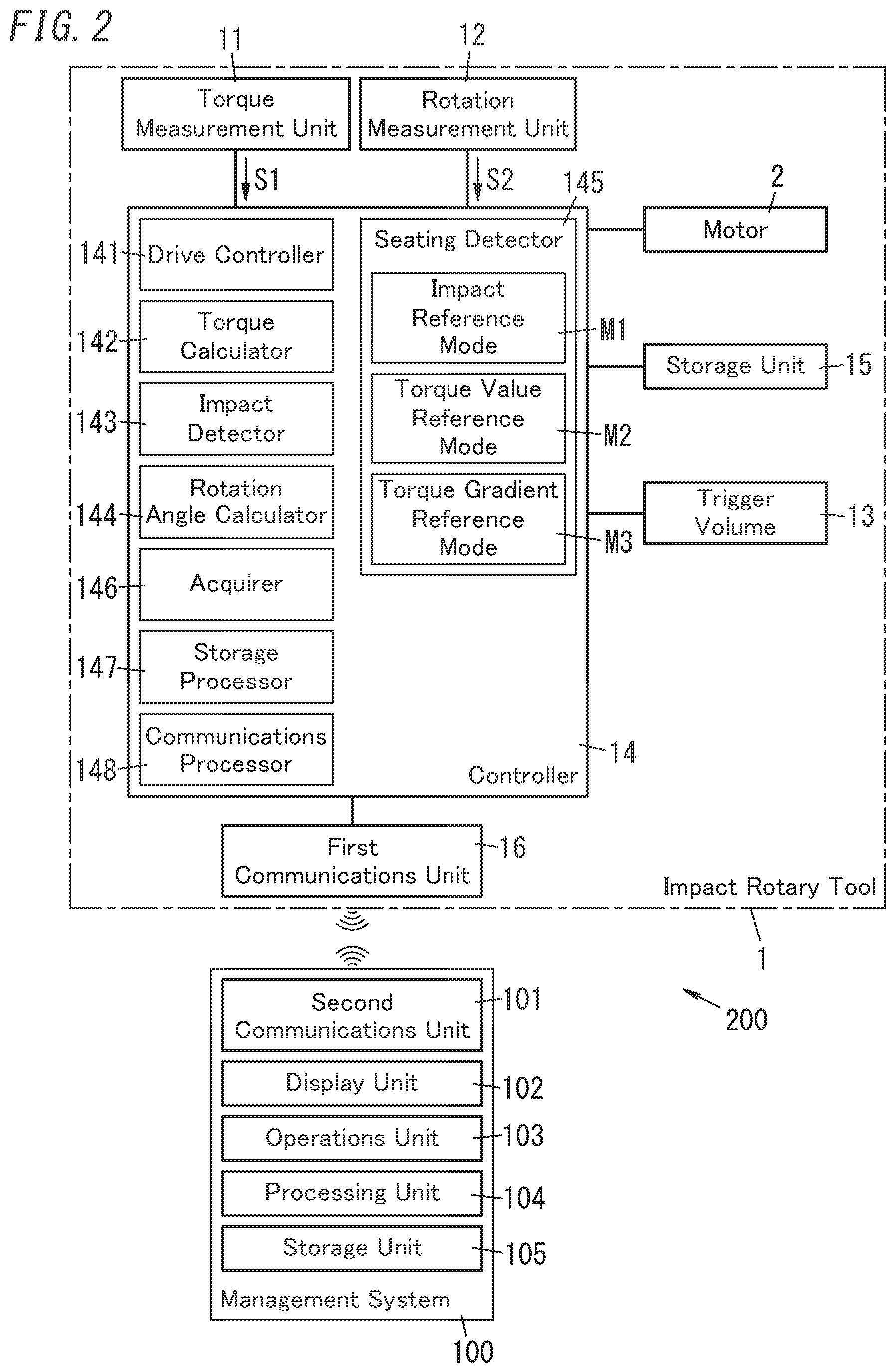 Patent US12097597 Figure 2 – Impact rotary tool, management system, and impact rotary tool system