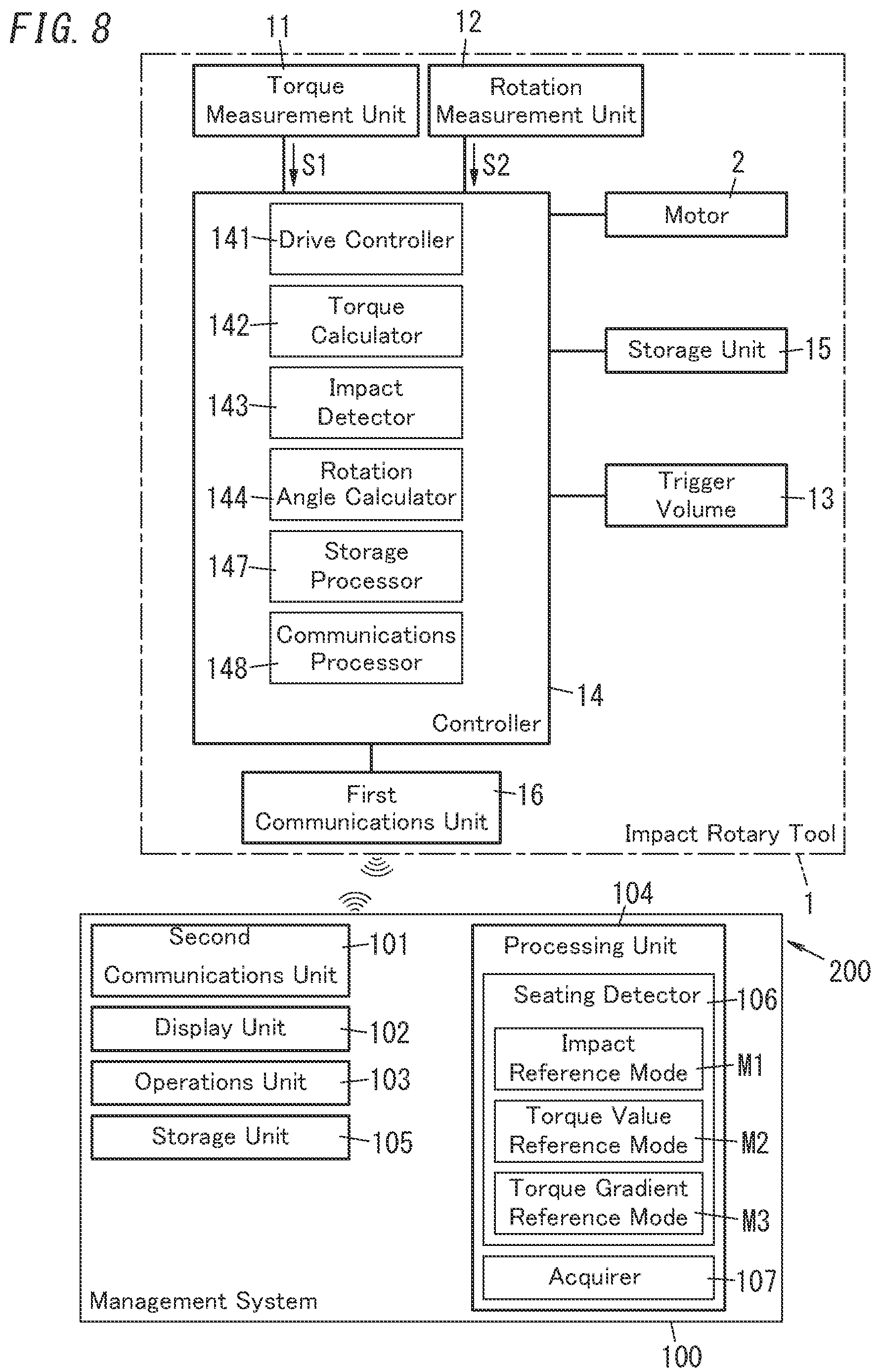 Patent US12097597 Figure 8 – Impact rotary tool, management system, and impact rotary tool system