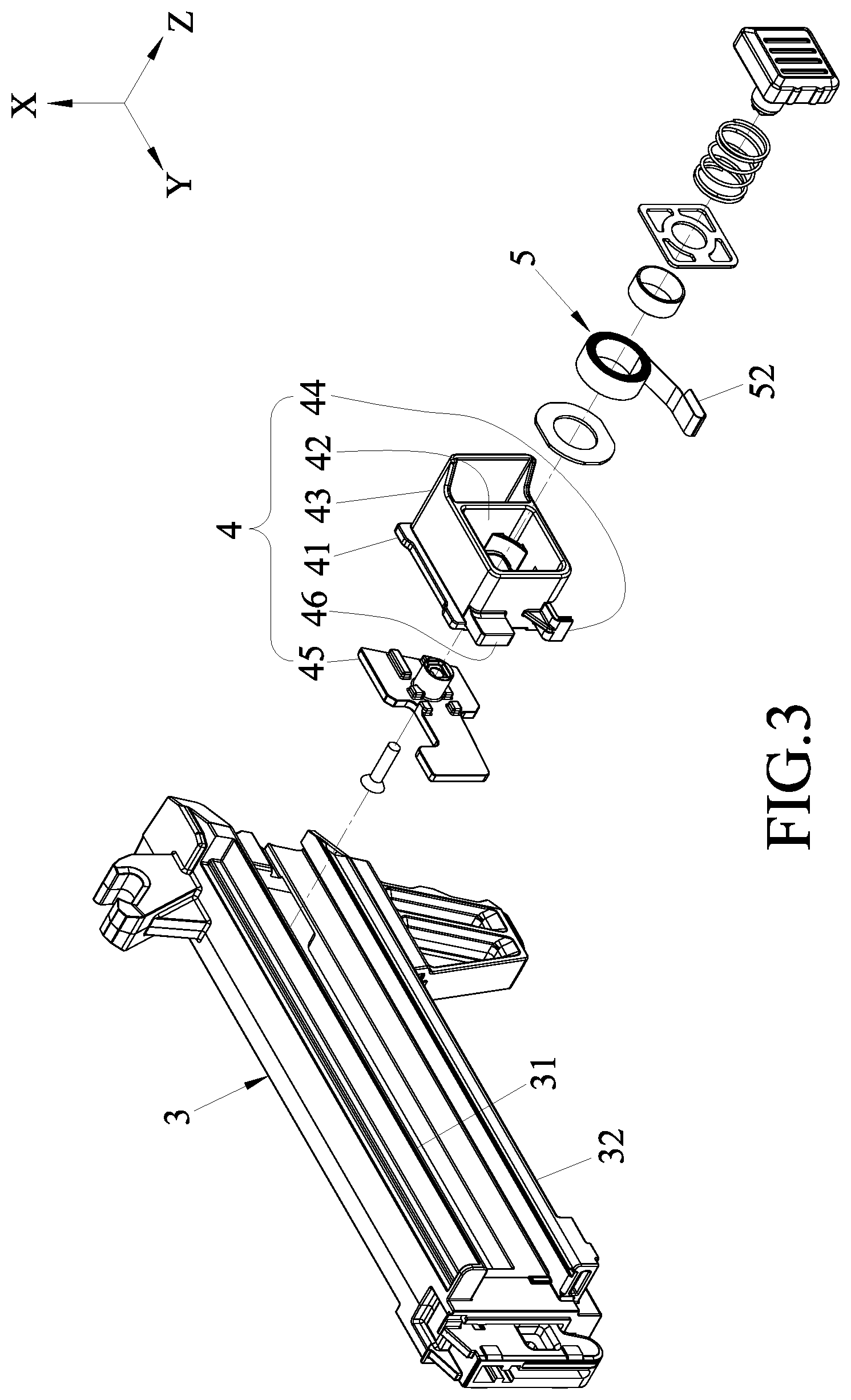 Patent US12097599 Figure 3 – Dustproof magazine for nail gun