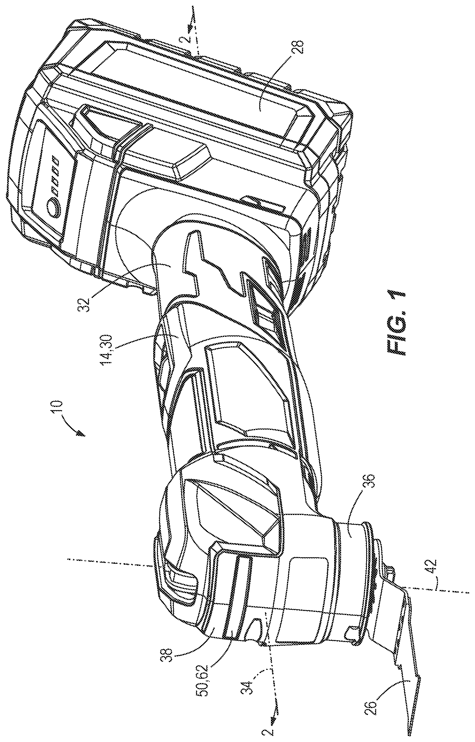 Patent US12097603 Figure 1 – Oscillating power tool with lighting assembly