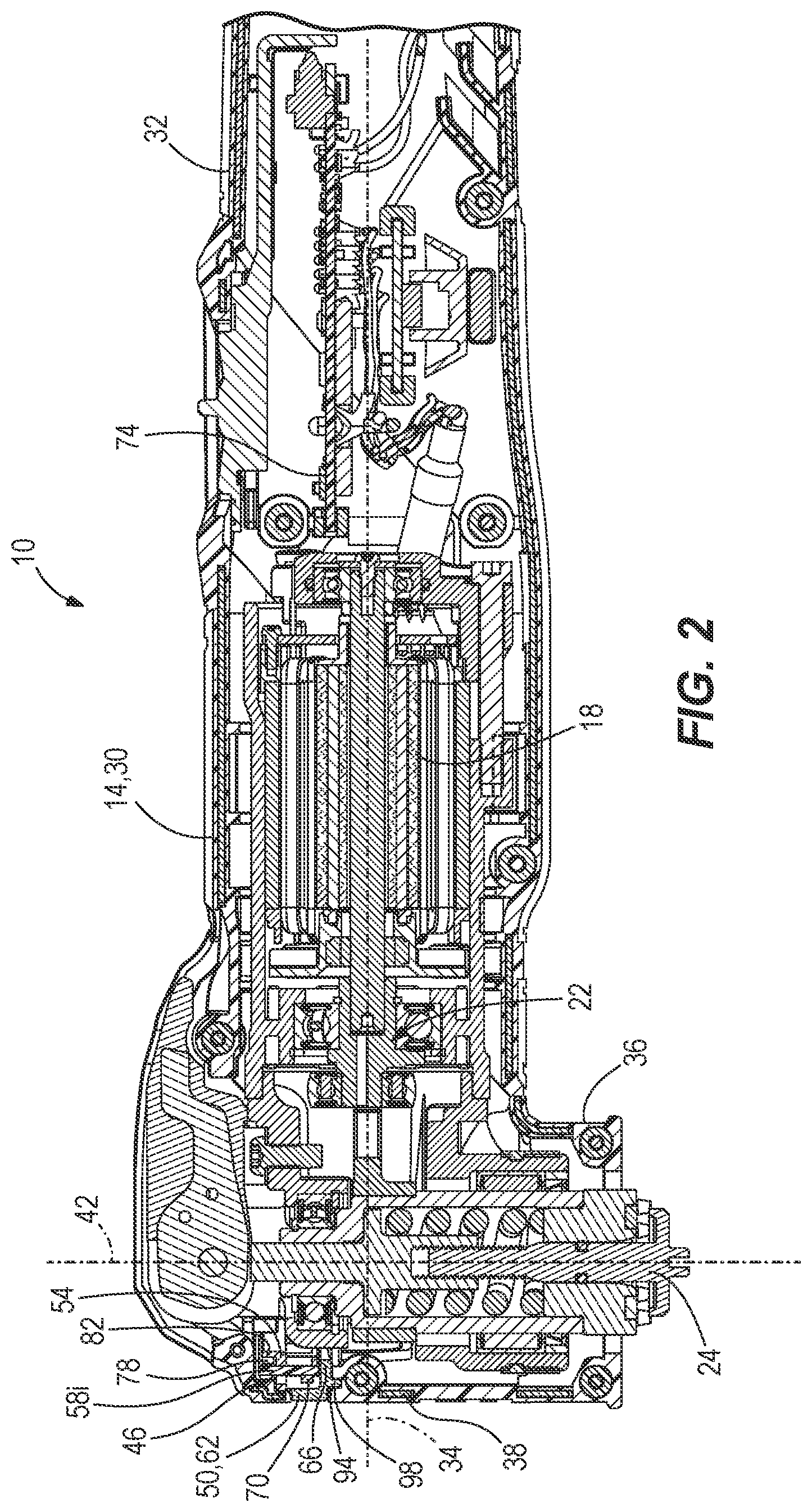 Patent US12097603 Figure 2 – Oscillating power tool with lighting assembly