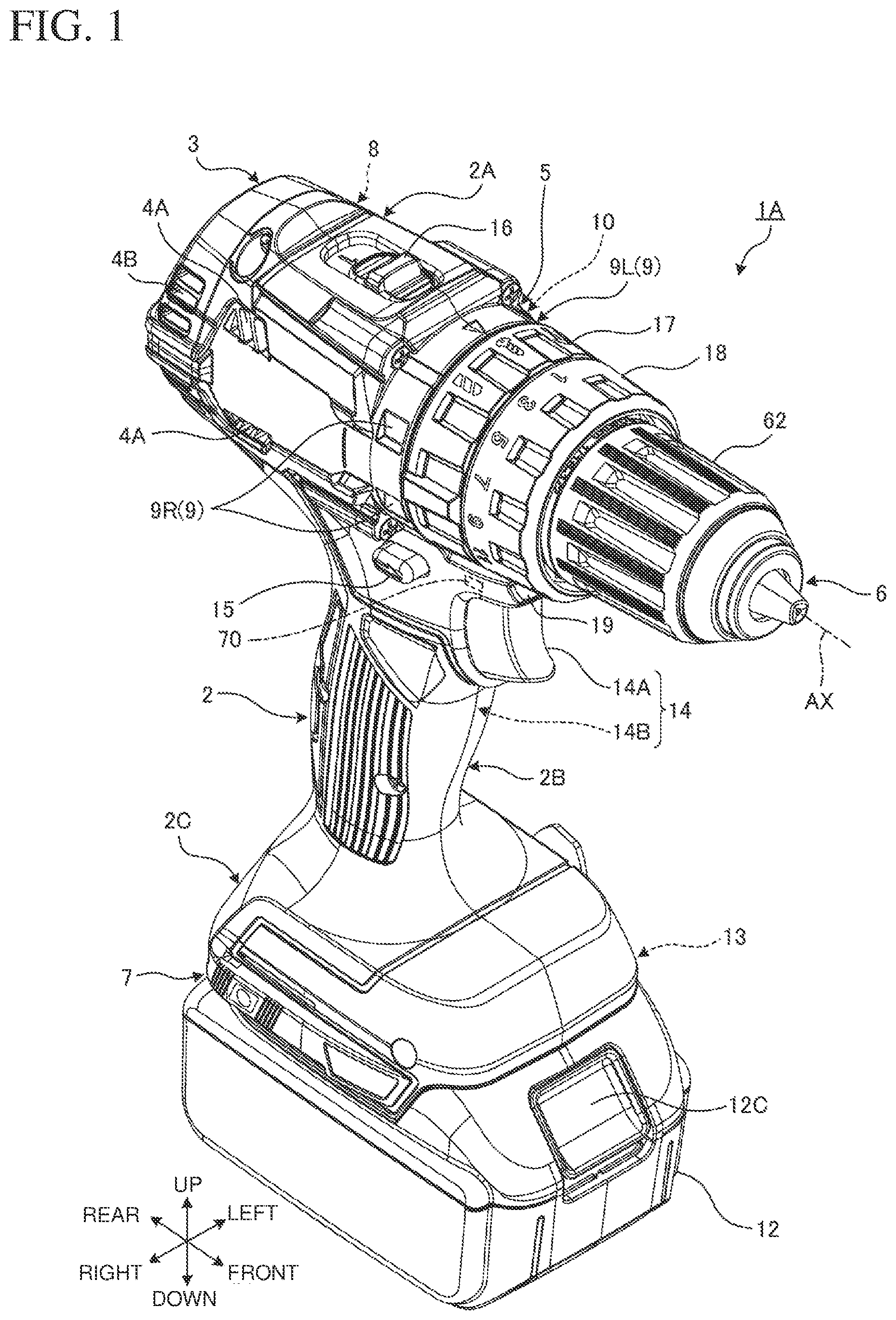 Patent US12097604 Figure 1 – Electric power tool and auxiliary handle