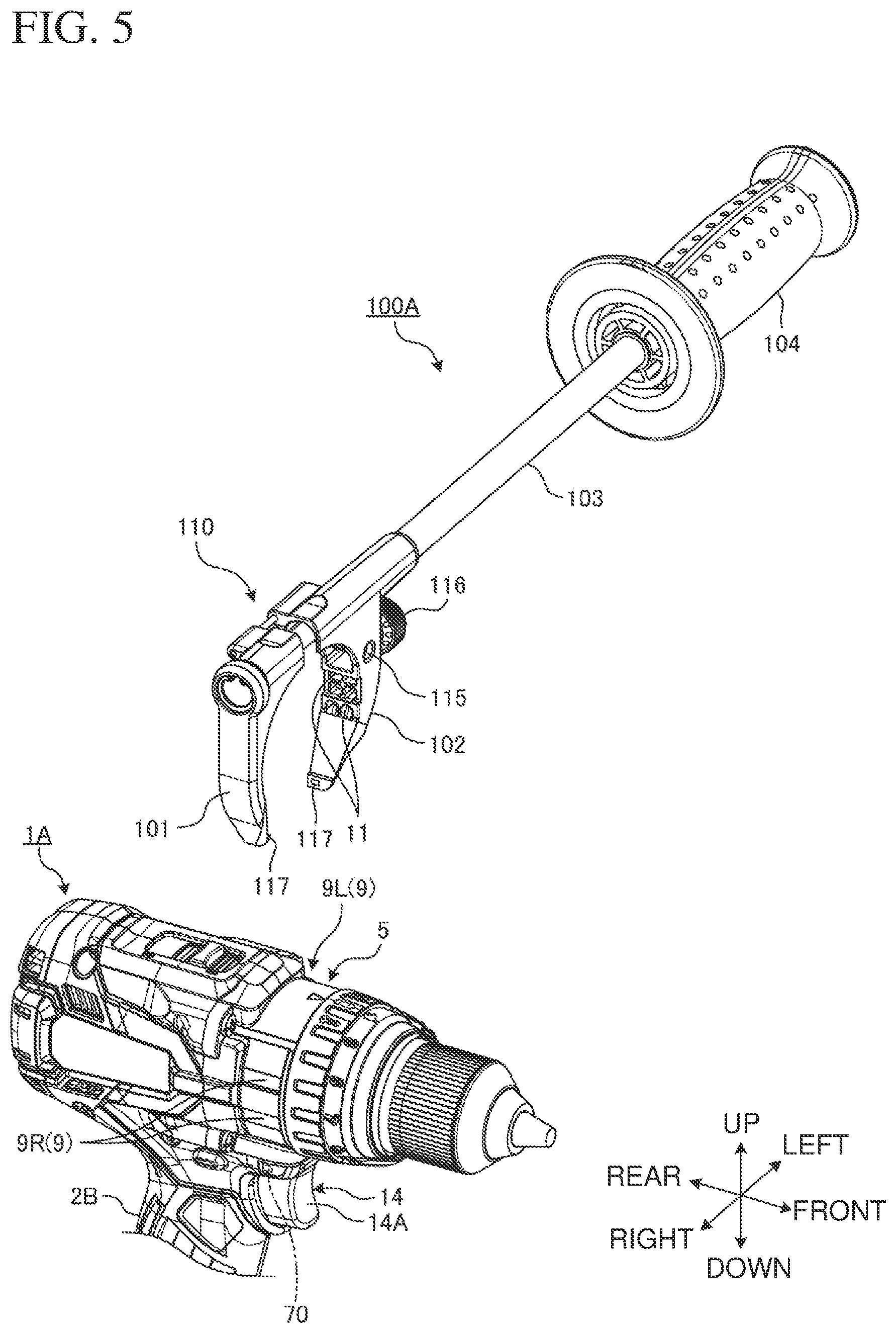 Patent US12097604 Figure 5 – Electric power tool and auxiliary handle