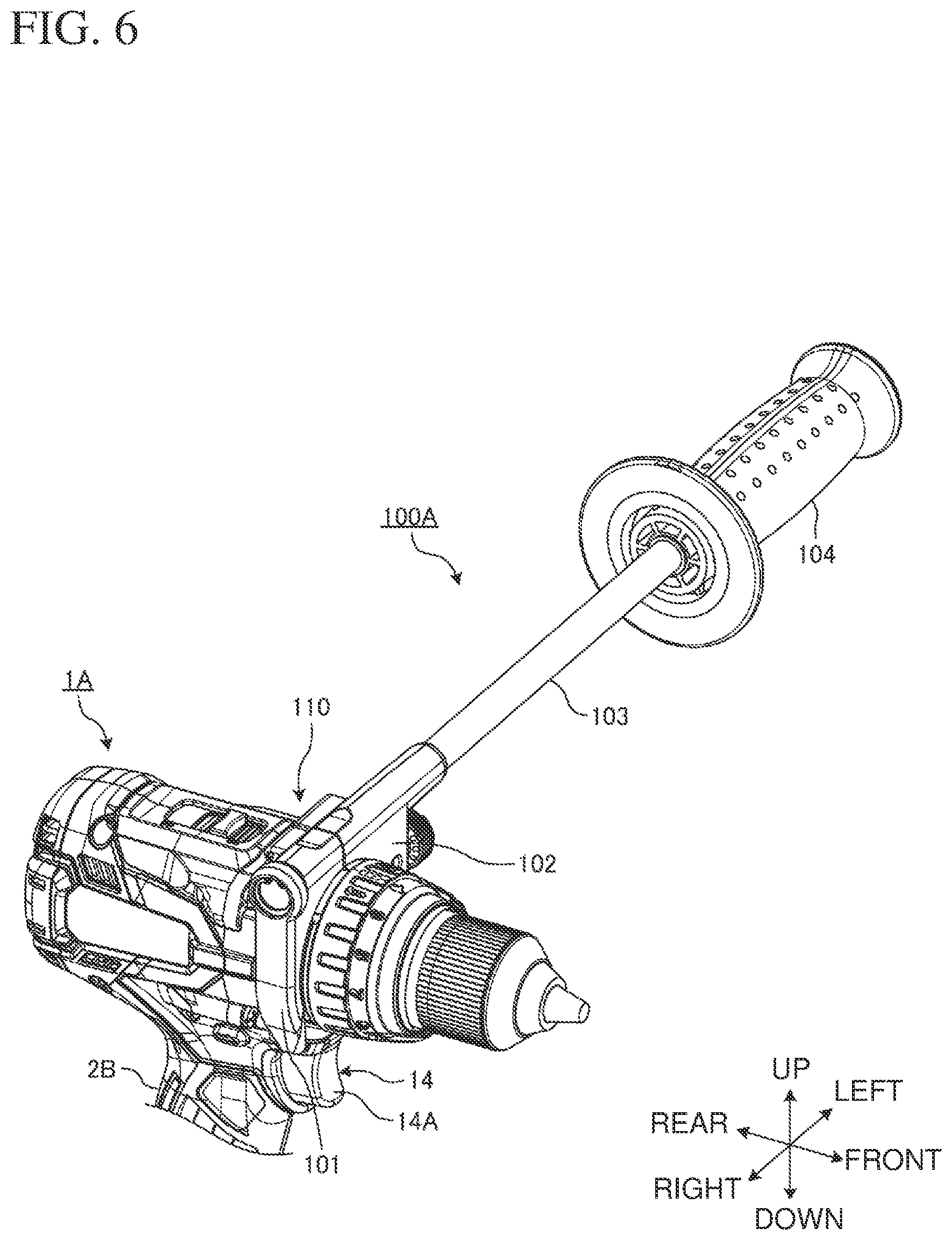 Patent US12097604 Figure 6 – Electric power tool and auxiliary handle